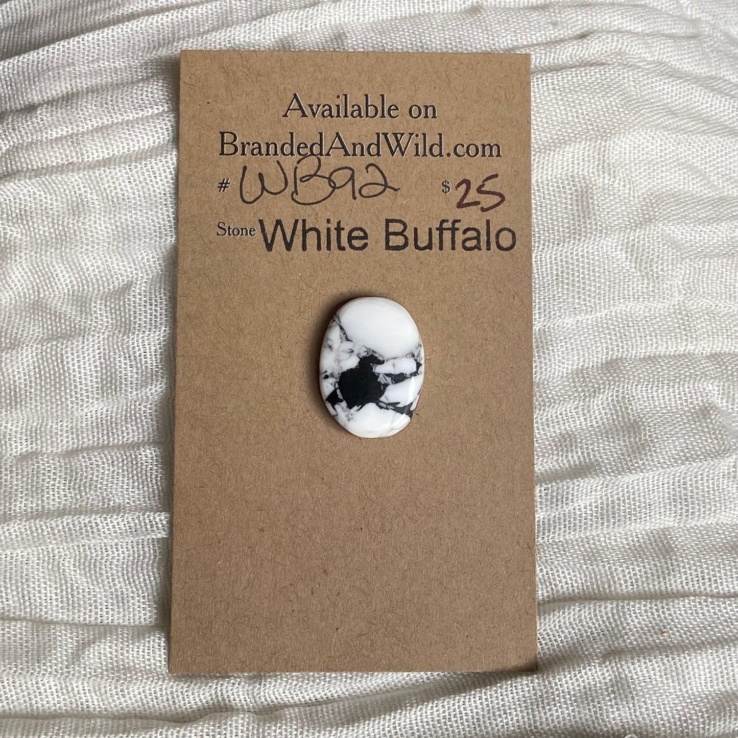White Buffalo Cabochon - WB92 E027C7D3-8344-404A-A8C6-B62A60B60CFC Brandedandwild.com