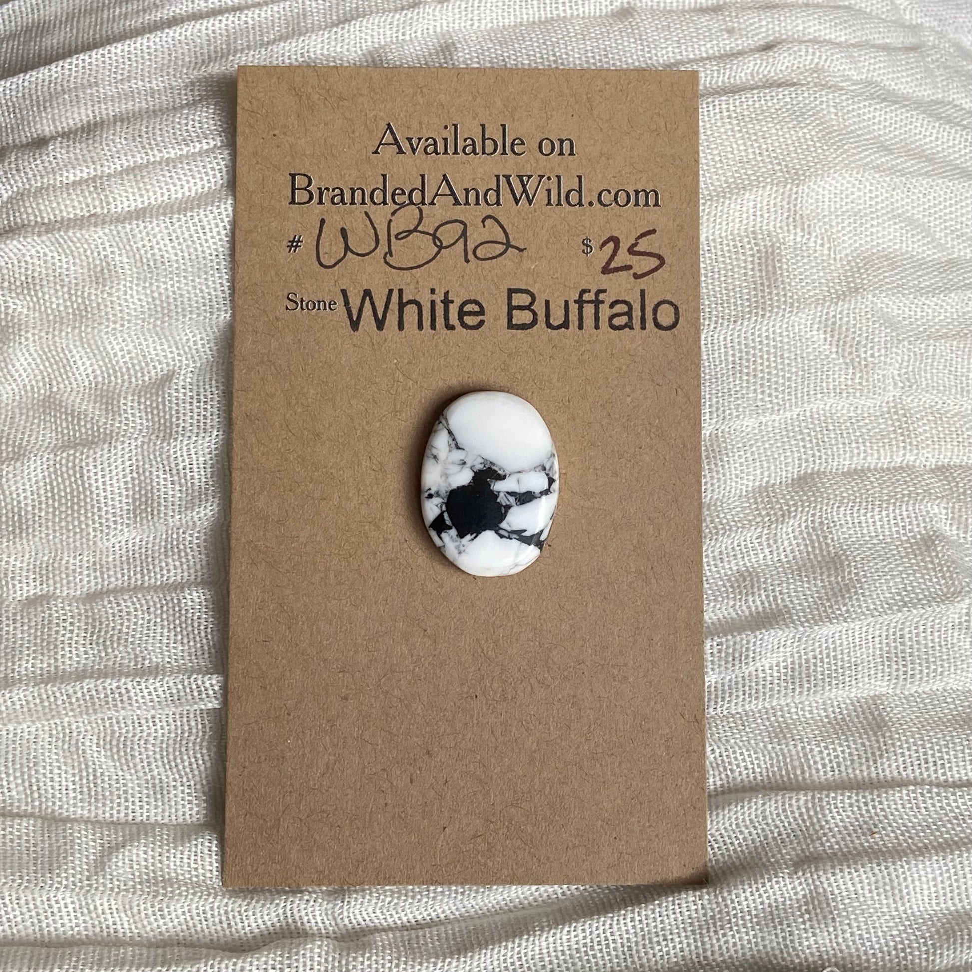 White Buffalo Cabochon - WB92 E027C7D3-8344-404A-A8C6-B62A60B60CFC Brandedandwild.com