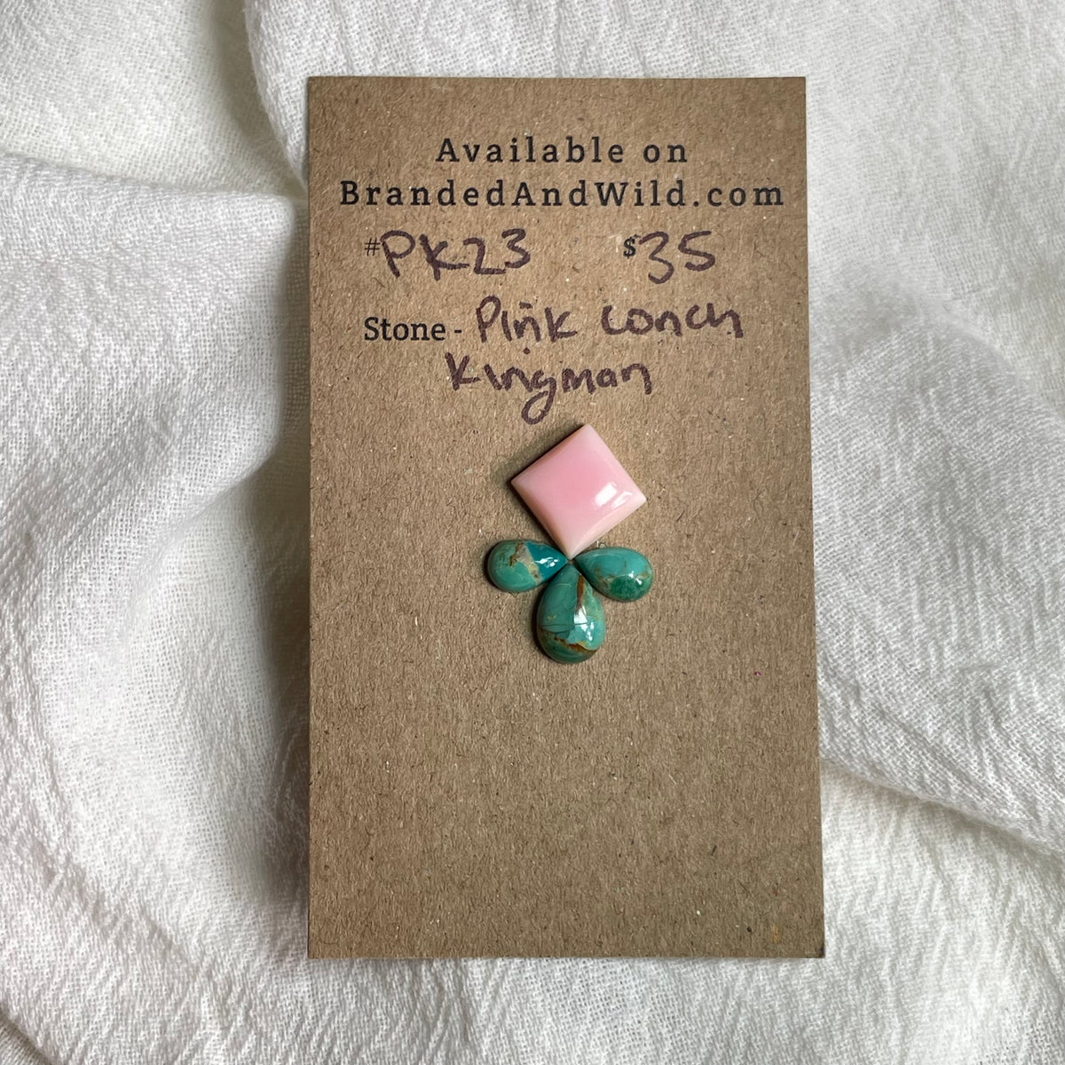 Pink Conch / Kingman Turquoise Cabochon - PK23
