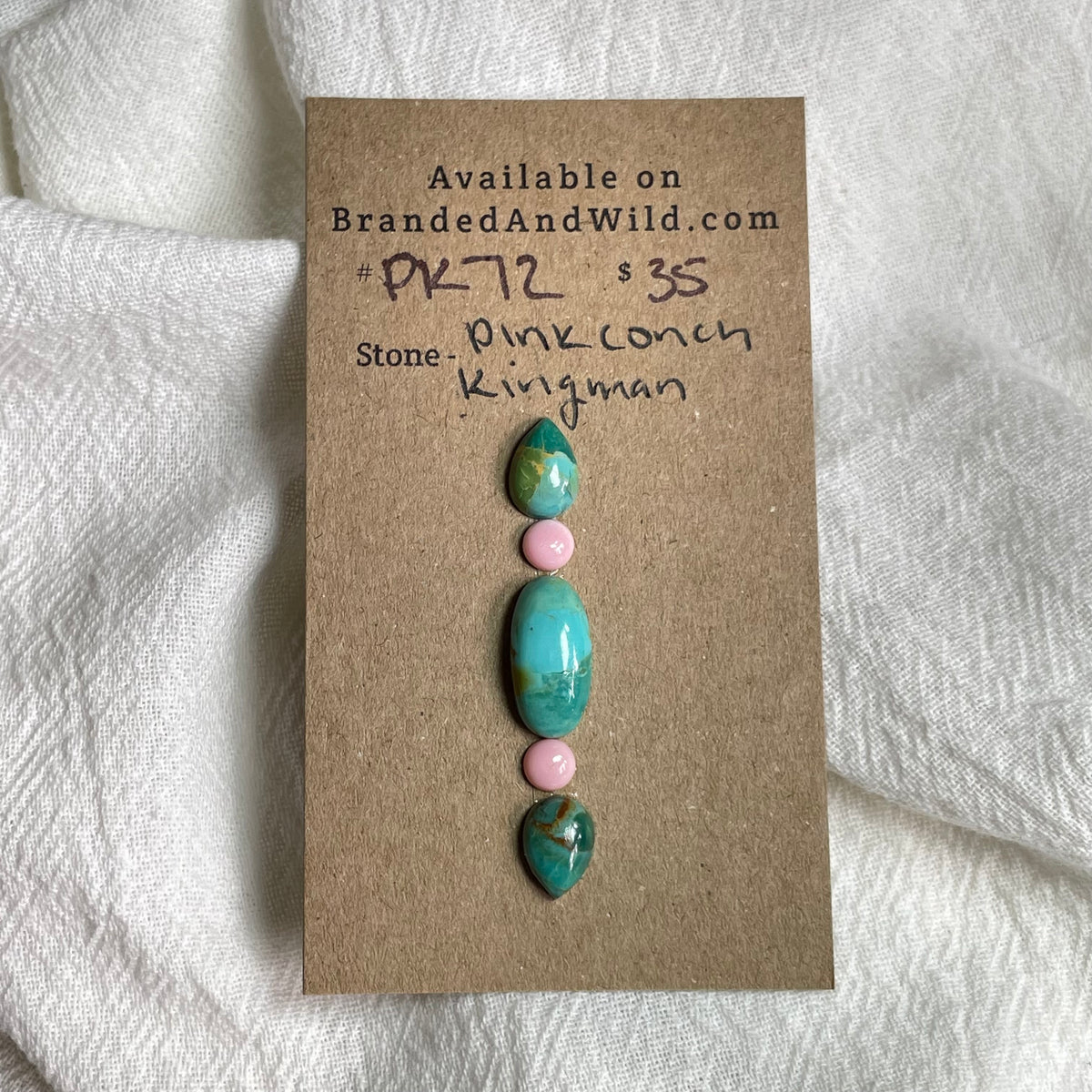 Pink Conch / Kingman Turquoise Cabochon - PK72 E0487440-76EA-459F-8C91-E04E7E98D78F Brandedandwild.com