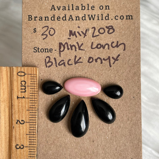Black Onyx / Pink Conch Cabochon - MIX208 E121E27F-0CA9-46B5-90DB-47A70EBED33C Brandedandwild.com