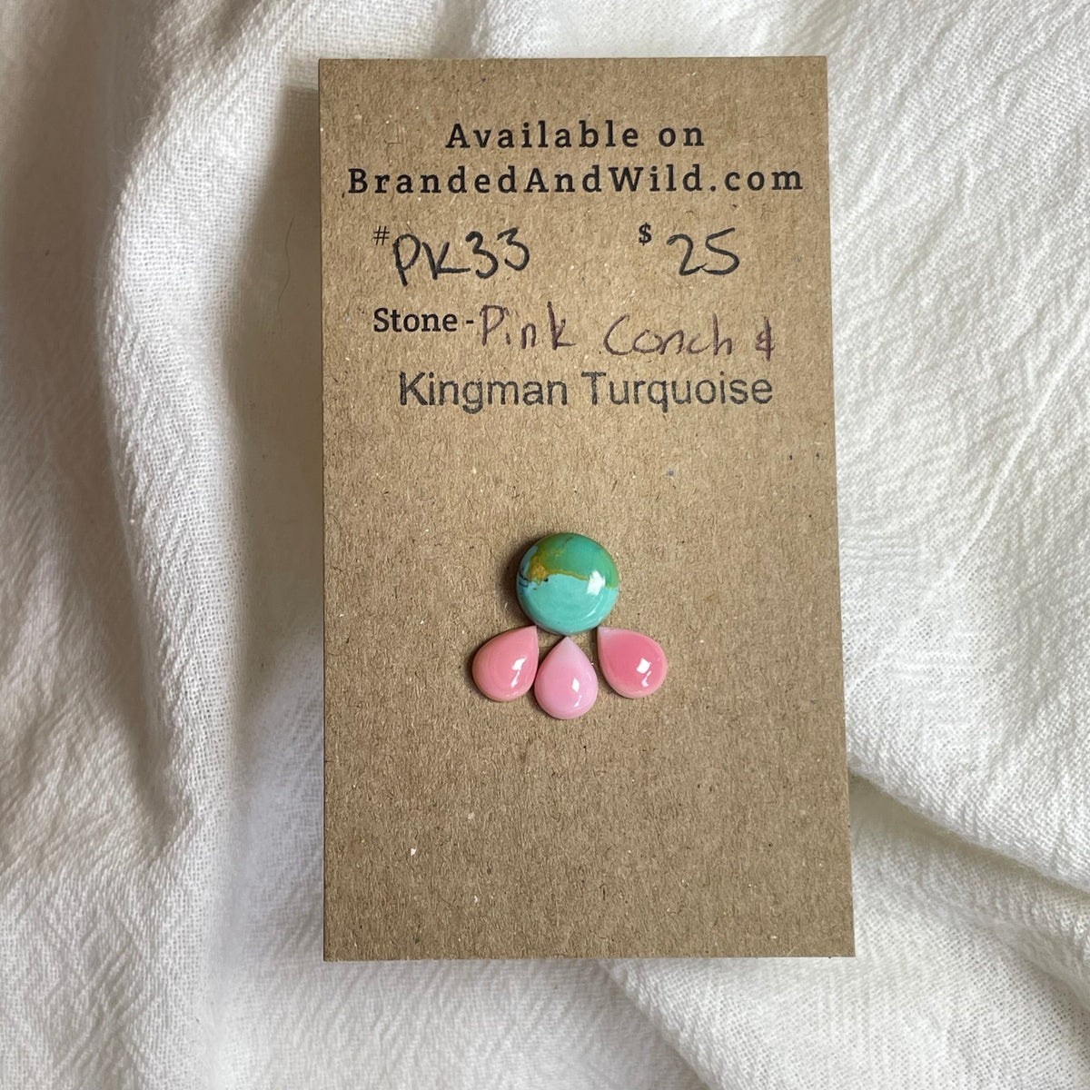Pink Conch / Kingman Turquoise Cabochon - PK33 E13E3DBE-FF7B-490D-ACCD-9494F0F45721 Brandedandwild.com