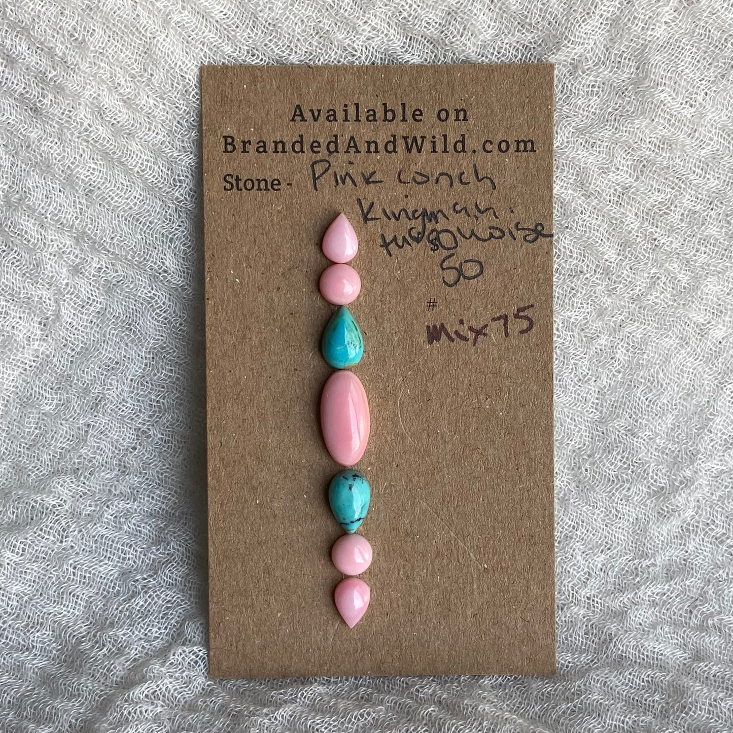 Pink Conch - Kingman Turquoise Cabochon - MIX75