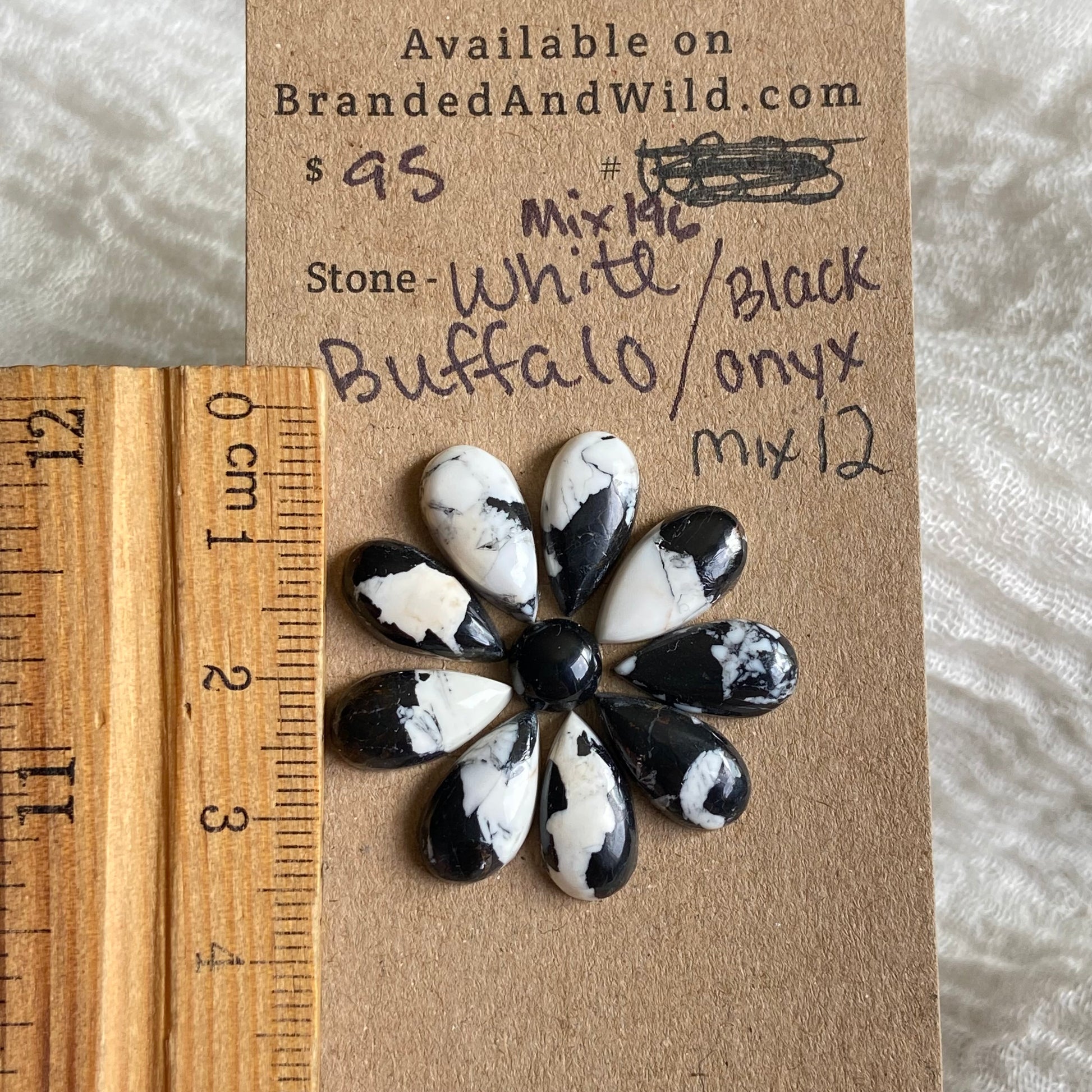 White Buffalo / Black Onyx Cabochon - Mix12 E2B0DBB3-F5F1-4902-9F5A-7040C5248980 Brandedandwild.com