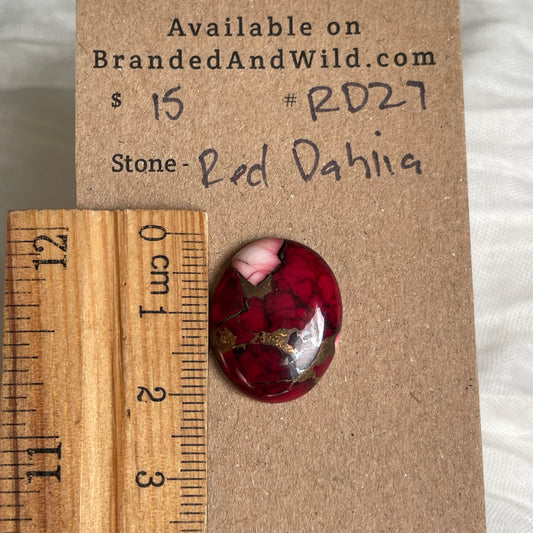 Red Dahlia Cabochon - RD27 E357D262-77A8-439C-AAE3-BFC61CF990BF Brandedandwild.com