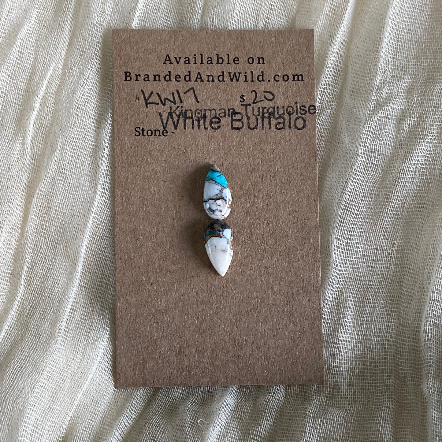 Kingman Turquoise, White Buffalo, Copper Cabochon - KW17