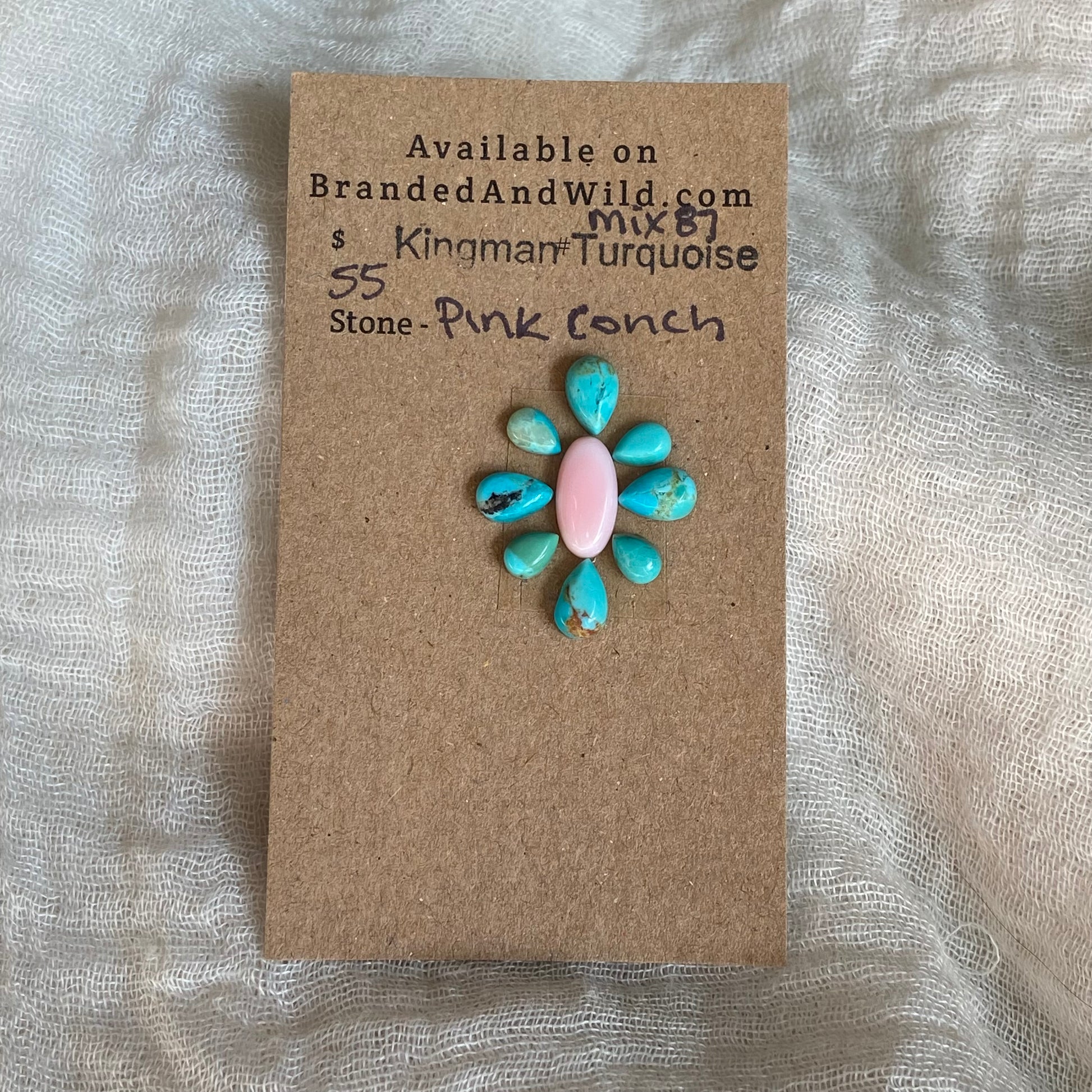 Pink Conch / Kingman Turquoise Cabochon - MIX87 E3F739DA-2D46-4507-8607-9DFA7E5F9574 Brandedandwild.com