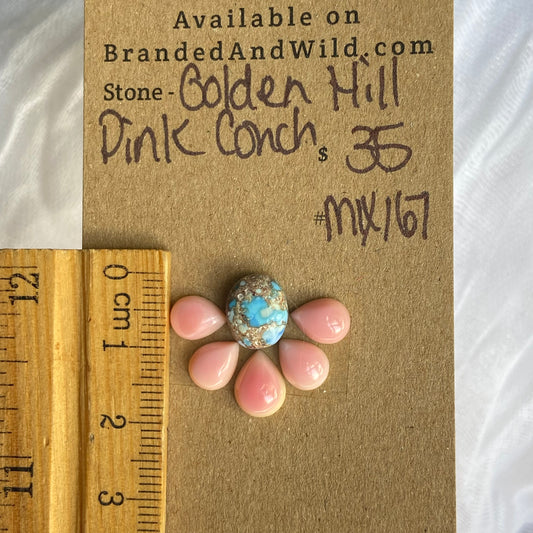 Golden Hill/Pink Conch Cabochon - Mix167