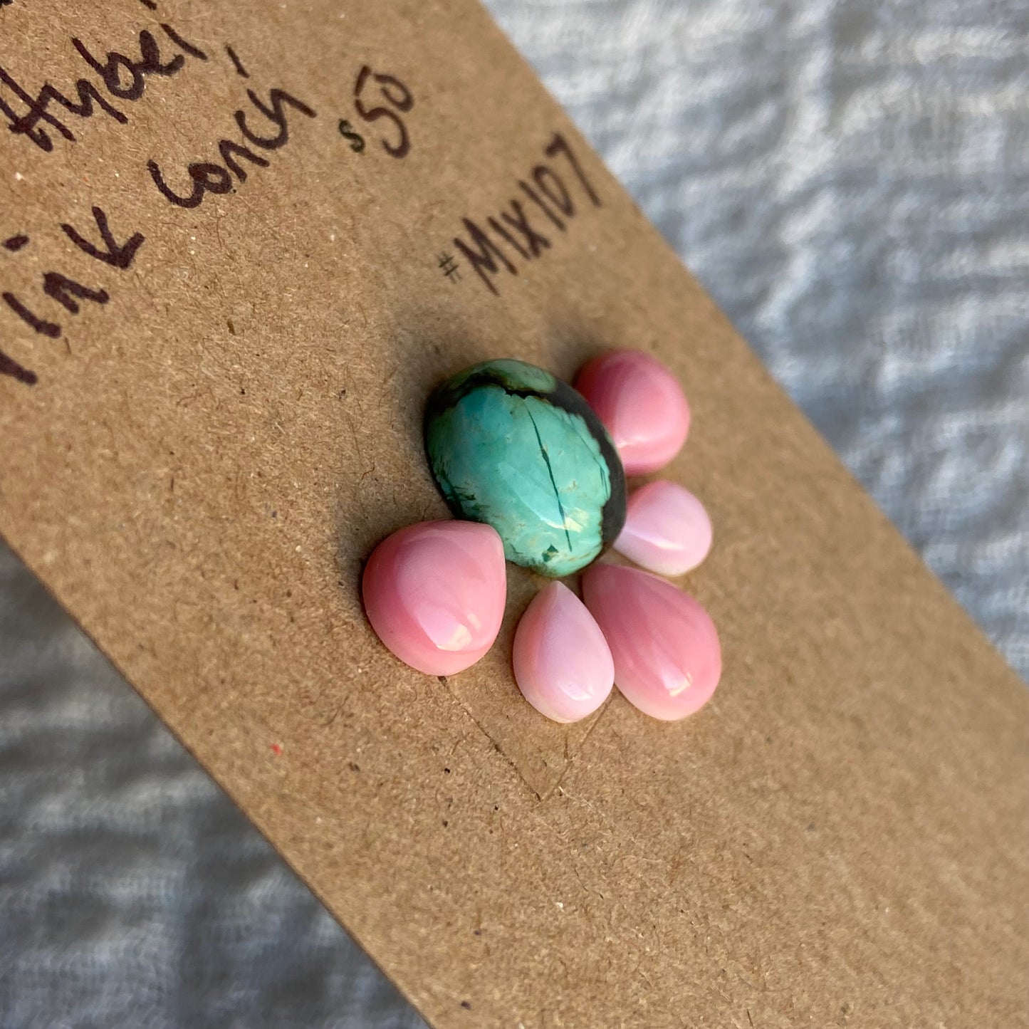 Hubei Turquoise / Pink Conch Cabochon - MIX107