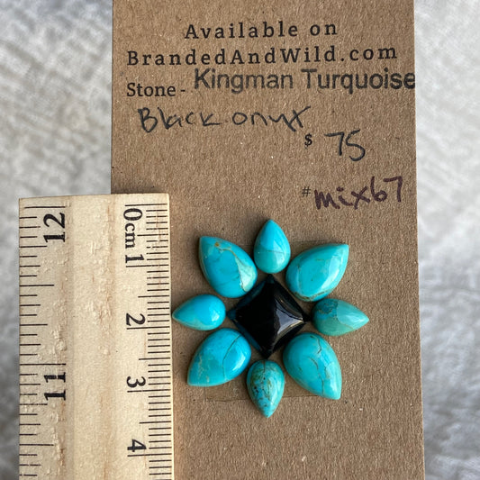 Black Onyx - Kingman Turquoise Cabochon - MIX67