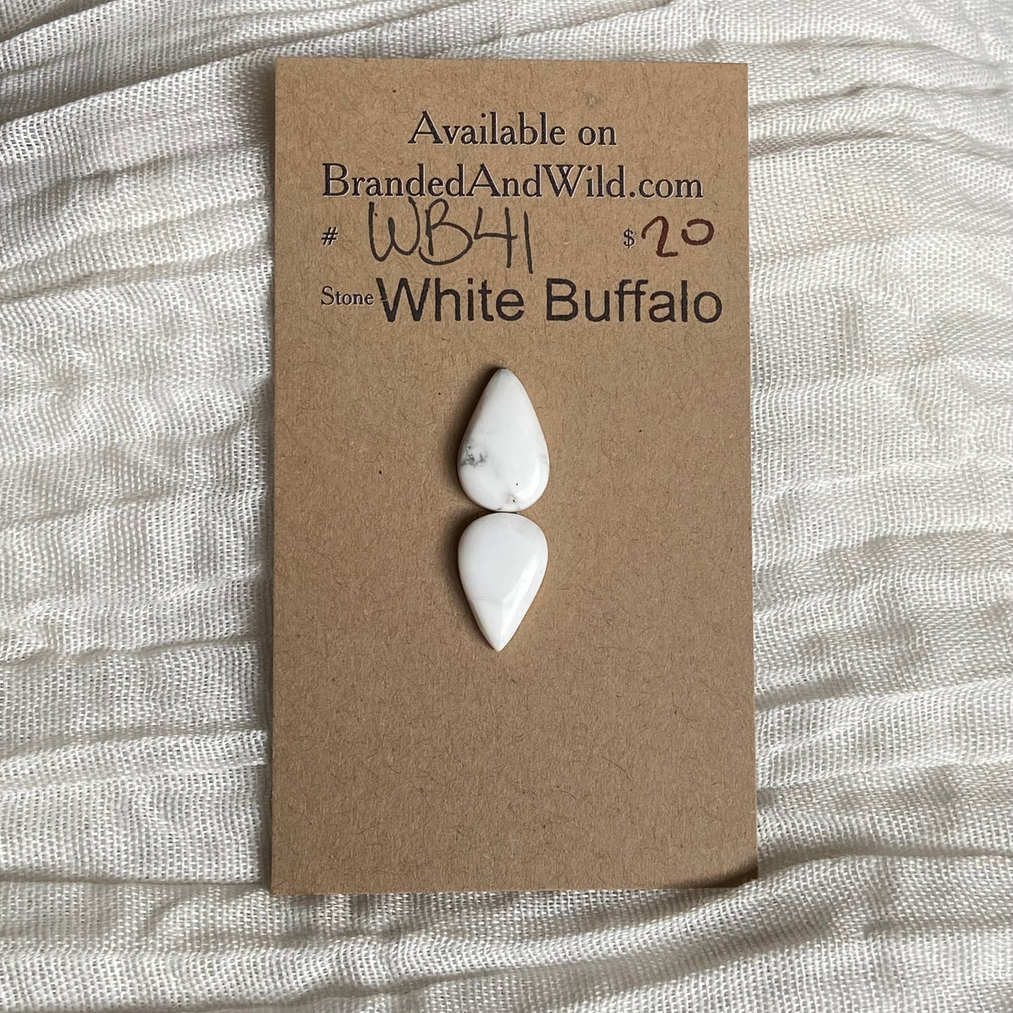 White Buffalo Cabochon - WB41 E4C159BA-00E9-480A-A81C-581FA371DA4A Brandedandwild.com