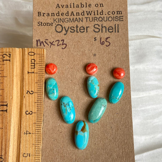 Kingman / Oyster Shell Cabochon - MIX223 E6875B8E-D847-4491-87F1-AEF16CEF2367 Brandedandwild.com