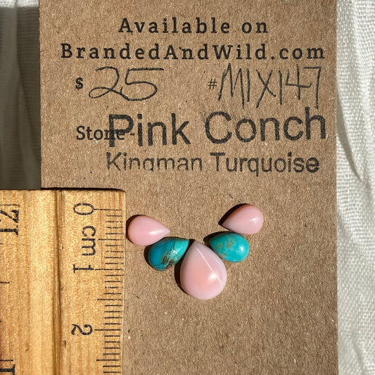 Pink Conch / Kingman Turquoise Cabochon - MIX147 E70F5D86-D4B8-4434-BA42-3CE57935AF0E Brandedandwild.com