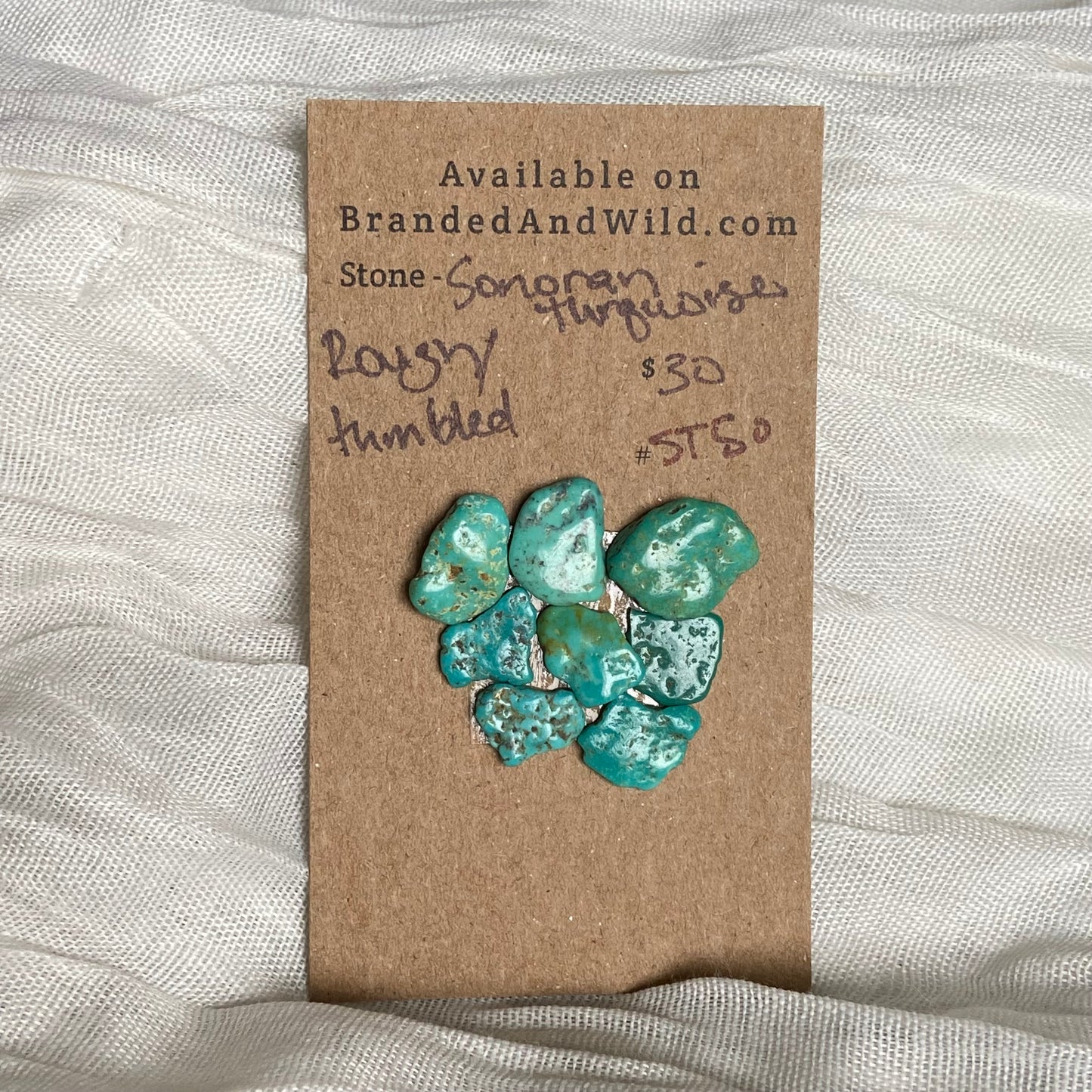 Sonoran Turquoise Rough Tumbled Cabochon - ST50 E73CE451-03C1-47AD-9B58-858A82E810AE Brandedandwild.com