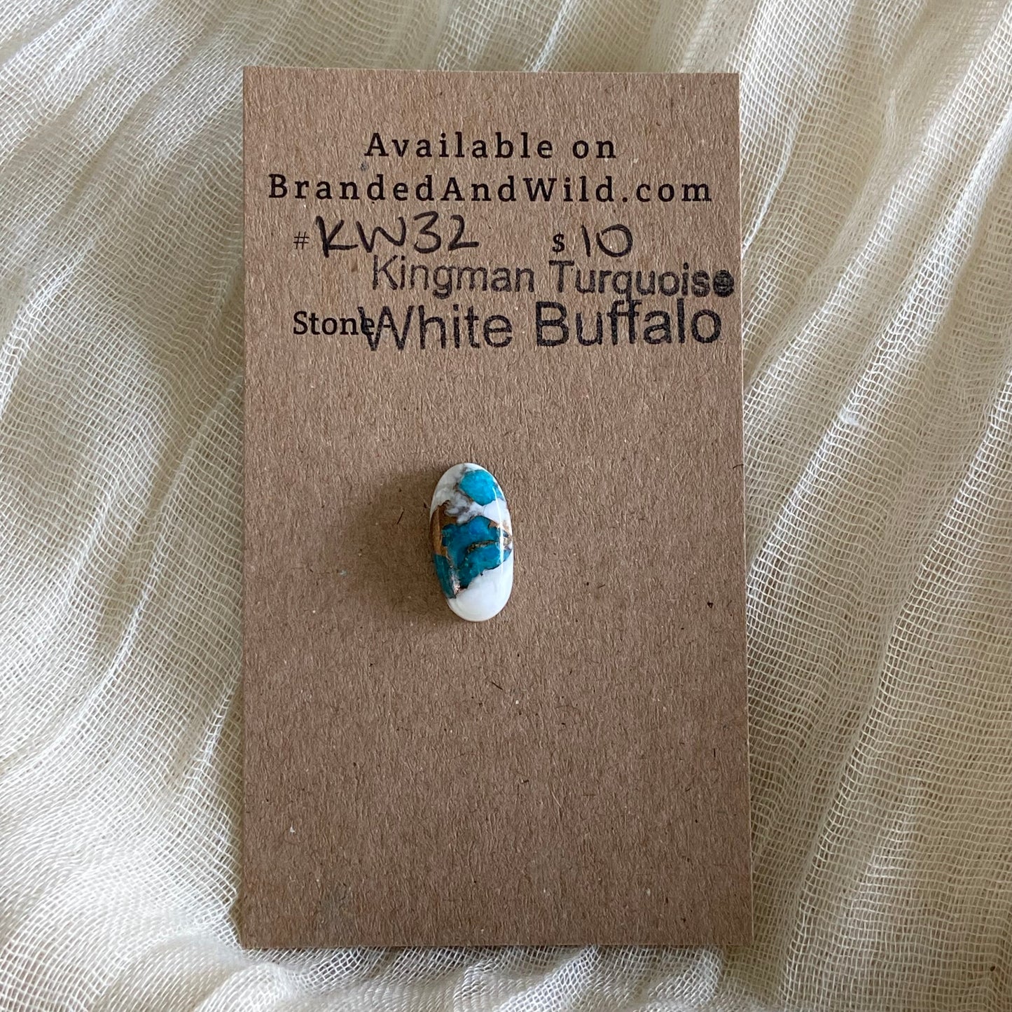 Kingman Turquoise, White Buffalo, Copper Cabochon - KW32