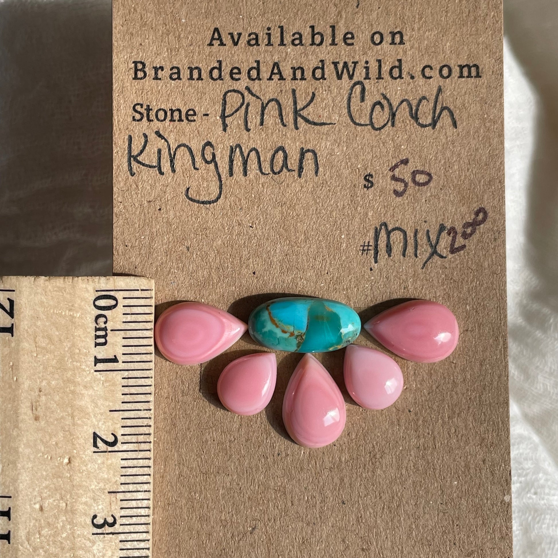 Kingman / Pink Conch Cabochon - Mix200 E7E08365-1200-4D85-ACC7-EF3DC4D5C9C4 Brandedandwild.com