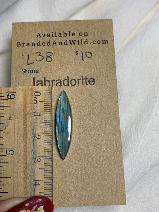 Labradorite Cabochon - L38 E90CC07E-D683-422B-8D07-7E42DAF18C1A Brandedandwild.com