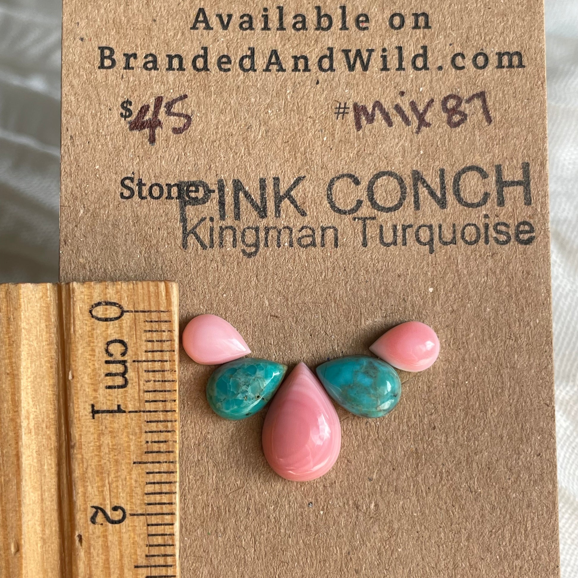 Kingman / Pink Conch Cabochon - MIX87 E940CDE1-FF2F-4BA0-8D24-B5D0837F9E30 Brandedandwild.com