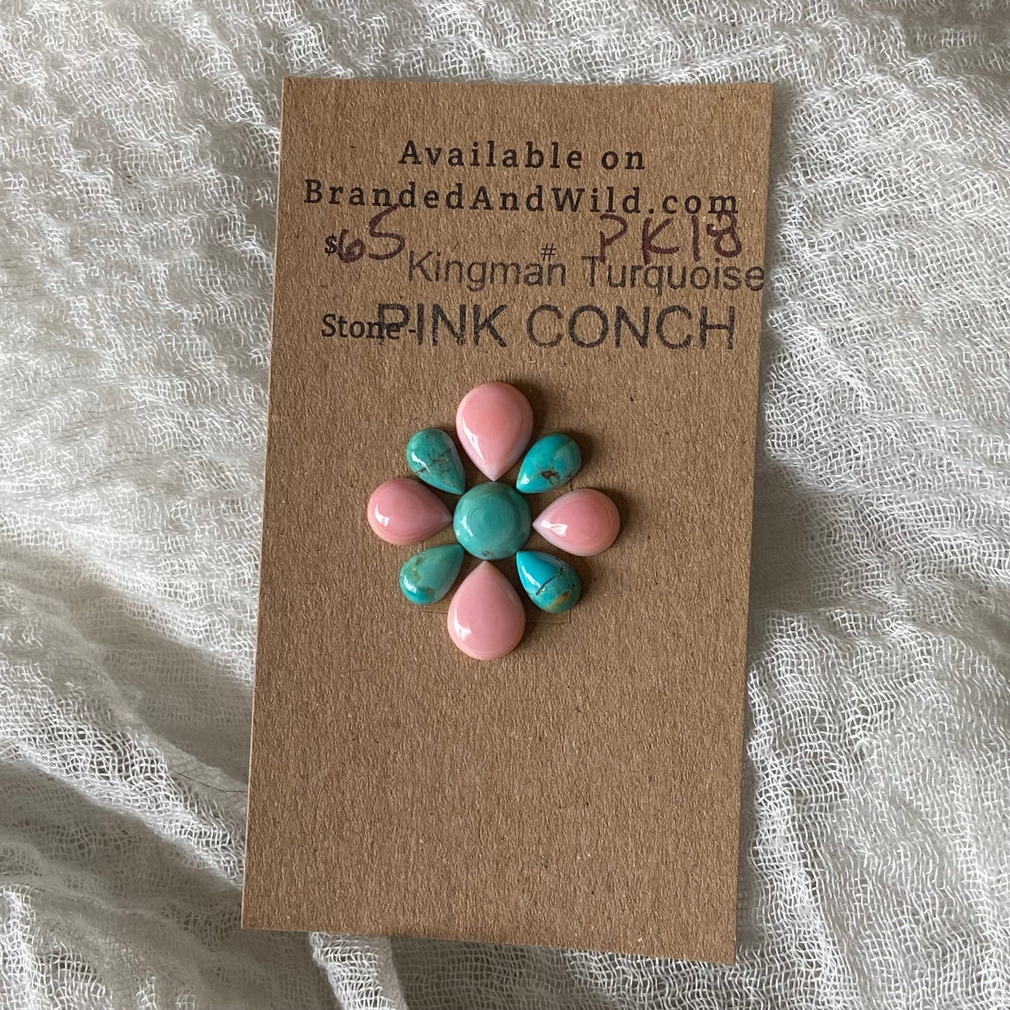 Pink Conch / Kingman Turquoise Cabochon - PK18