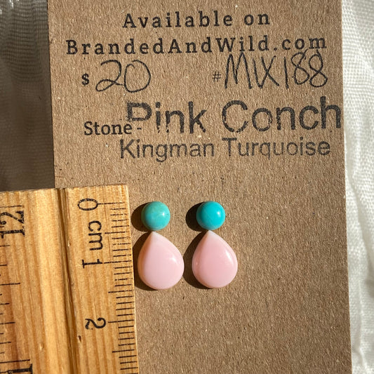 Pink Conch / Kingman Turquoise Cabochon - MIX188 EA178E8E-B4DB-4913-AF82-C2EE80D6E71A Brandedandwild.com