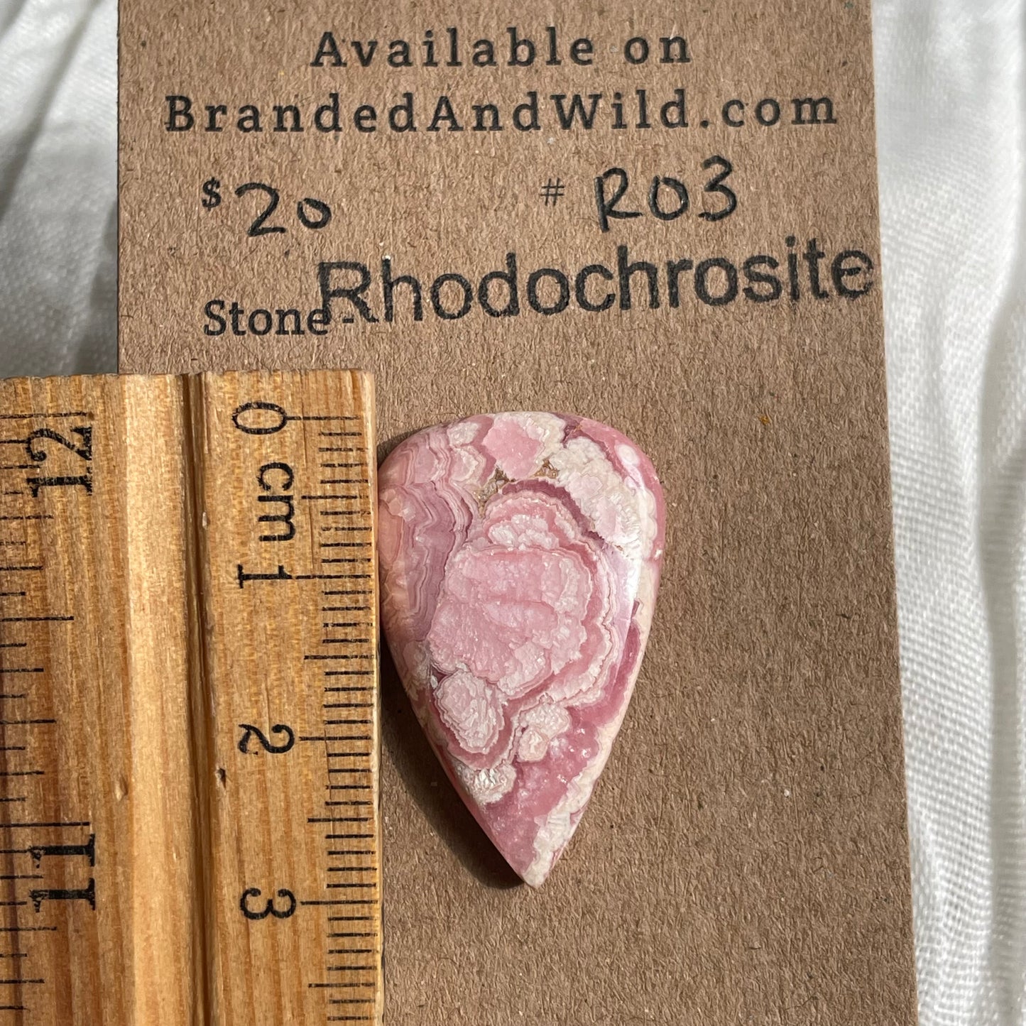 Rhodochrosite Cabochon - R03 EA9B80F6-75BE-49A8-8E60-3FAB596C3236 Brandedandwild.com