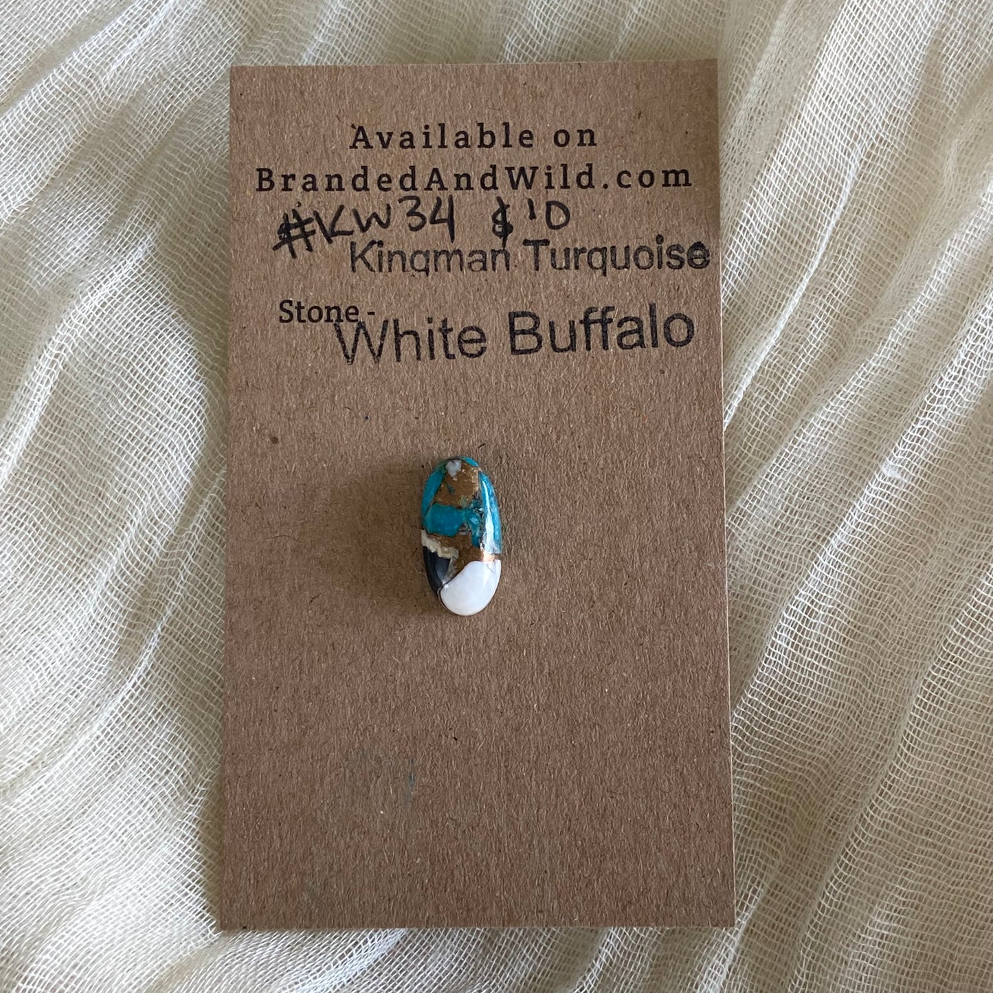 Kingman Turquoise, White Buffalo, Copper Cabochon - KW34