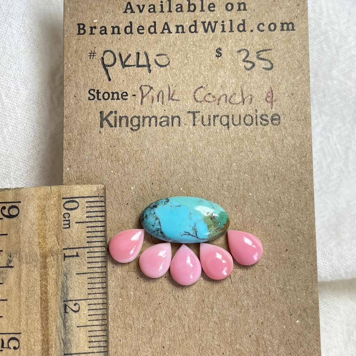 Pink Conch / Kingman Turquoise Cabochon - PK40 EB4B90BF-B0B3-4566-8406-5F774E3EB6FA Brandedandwild.com