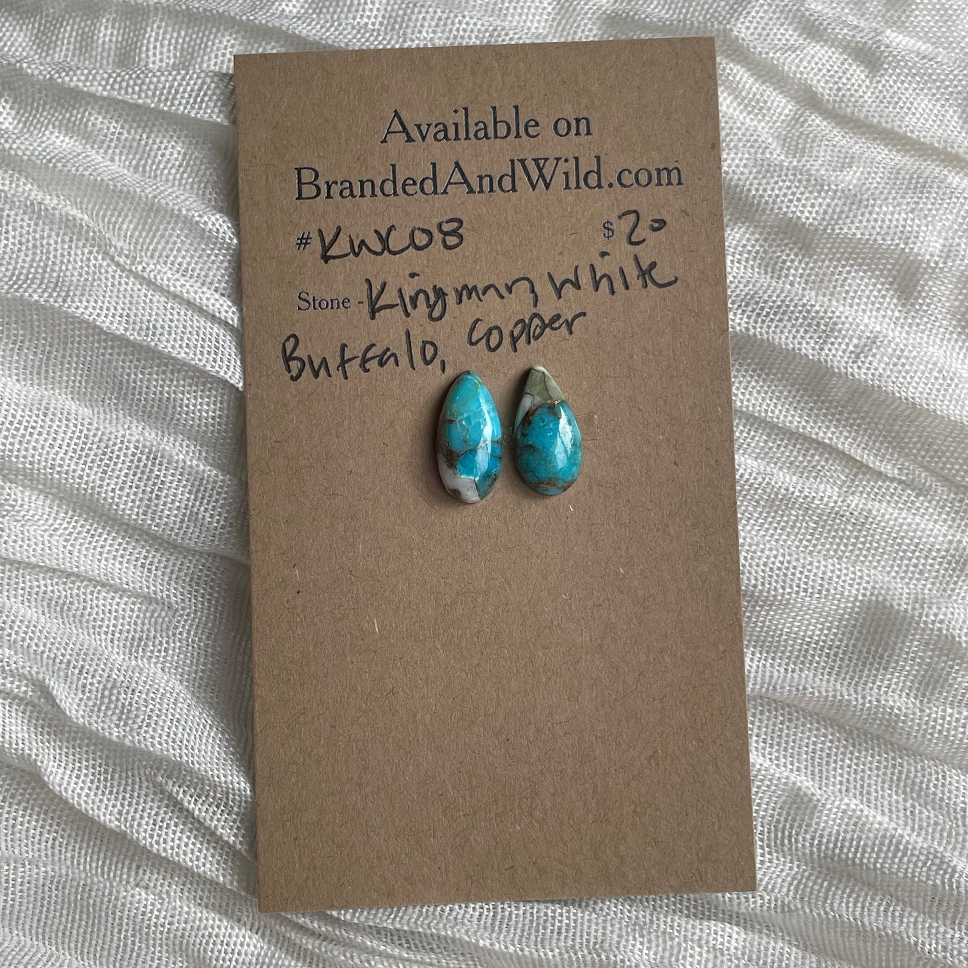 Kingman Turquoise, White Buffalo, Copper Cabochon - KWC08 EC8BC961-C4AD-4C4B-A082-477198065A28 Brandedandwild.com