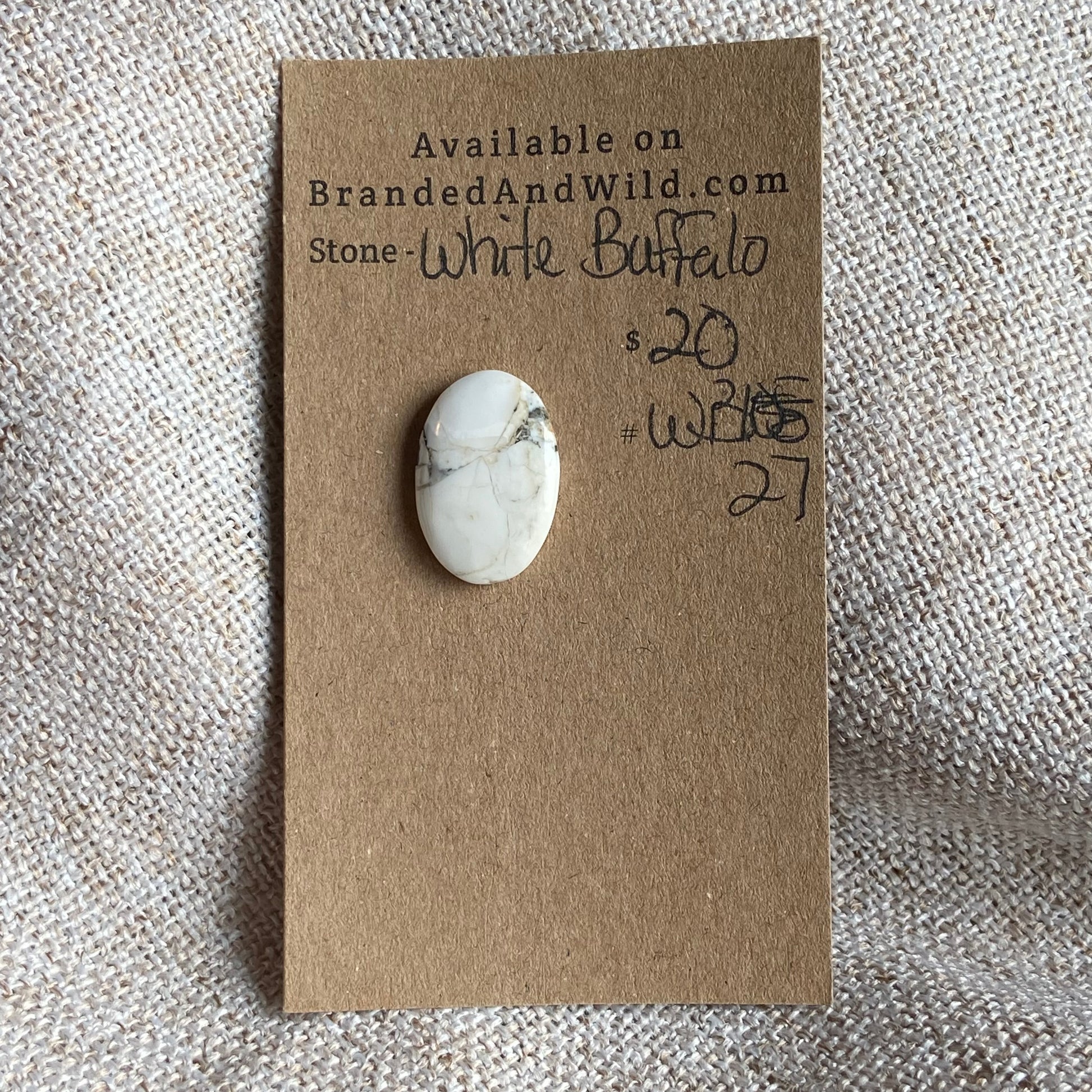 White Buffalo Cabochon - WB27 ECE9BA34-5F76-4EE6-BF65-4F884EB79D02 Brandedandwild.com