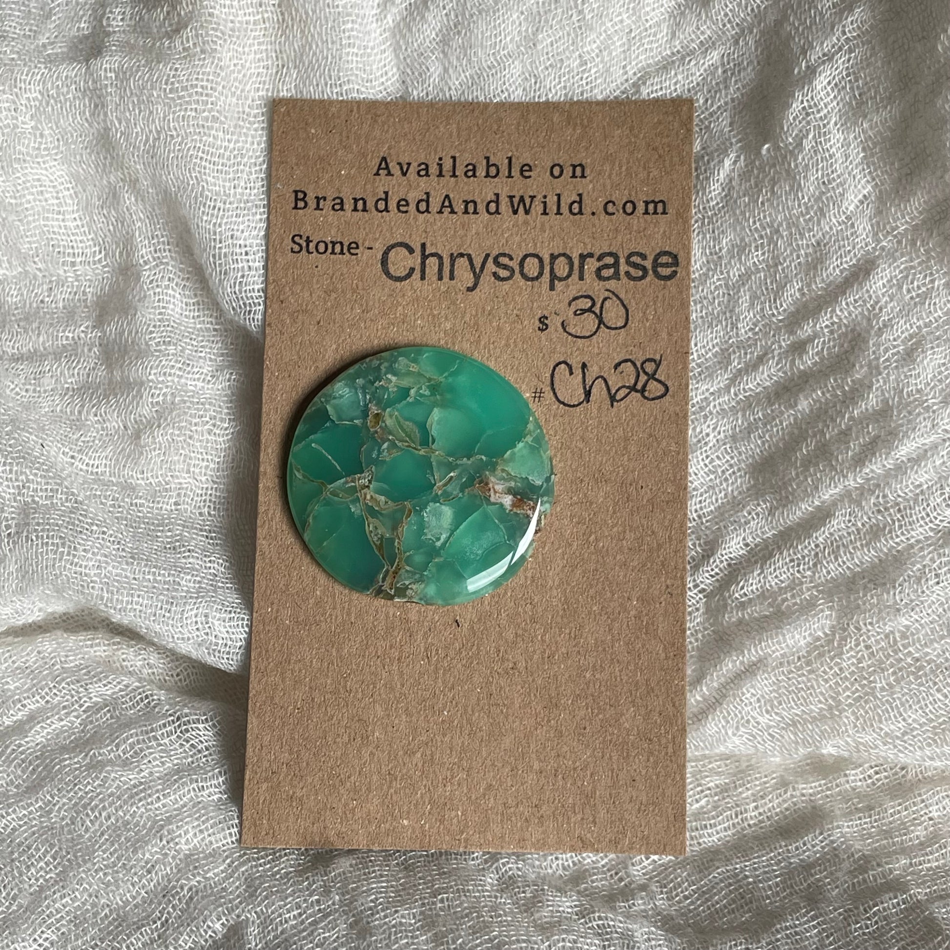 Chrysoprase Cabochon - Ch28 ECEAA50D-B11A-4D06-92E6-0F1C3A177B57 Brandedandwild.com