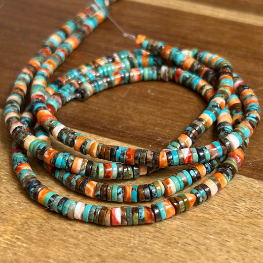 Natural Mixed Turquoise Spiny Oyster Heishi Beads 4mm/5mm 16 inches EDCBB770-67D7-417C-8A9B-50AB810AD950 Brandedandwild.com