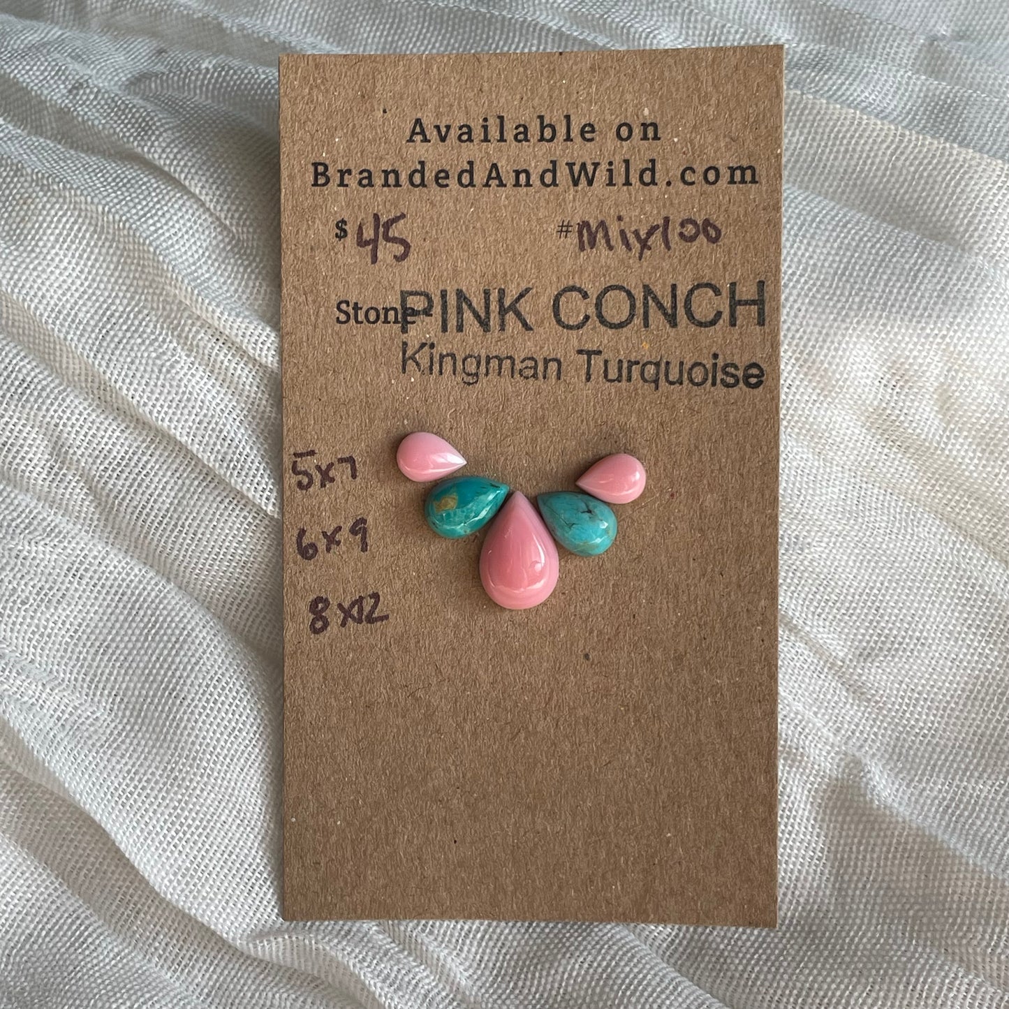 Kingman / Pink Conch Cabochon - MIX100 EE73483E-A352-469B-B7B8-060C36A51700 Brandedandwild.com