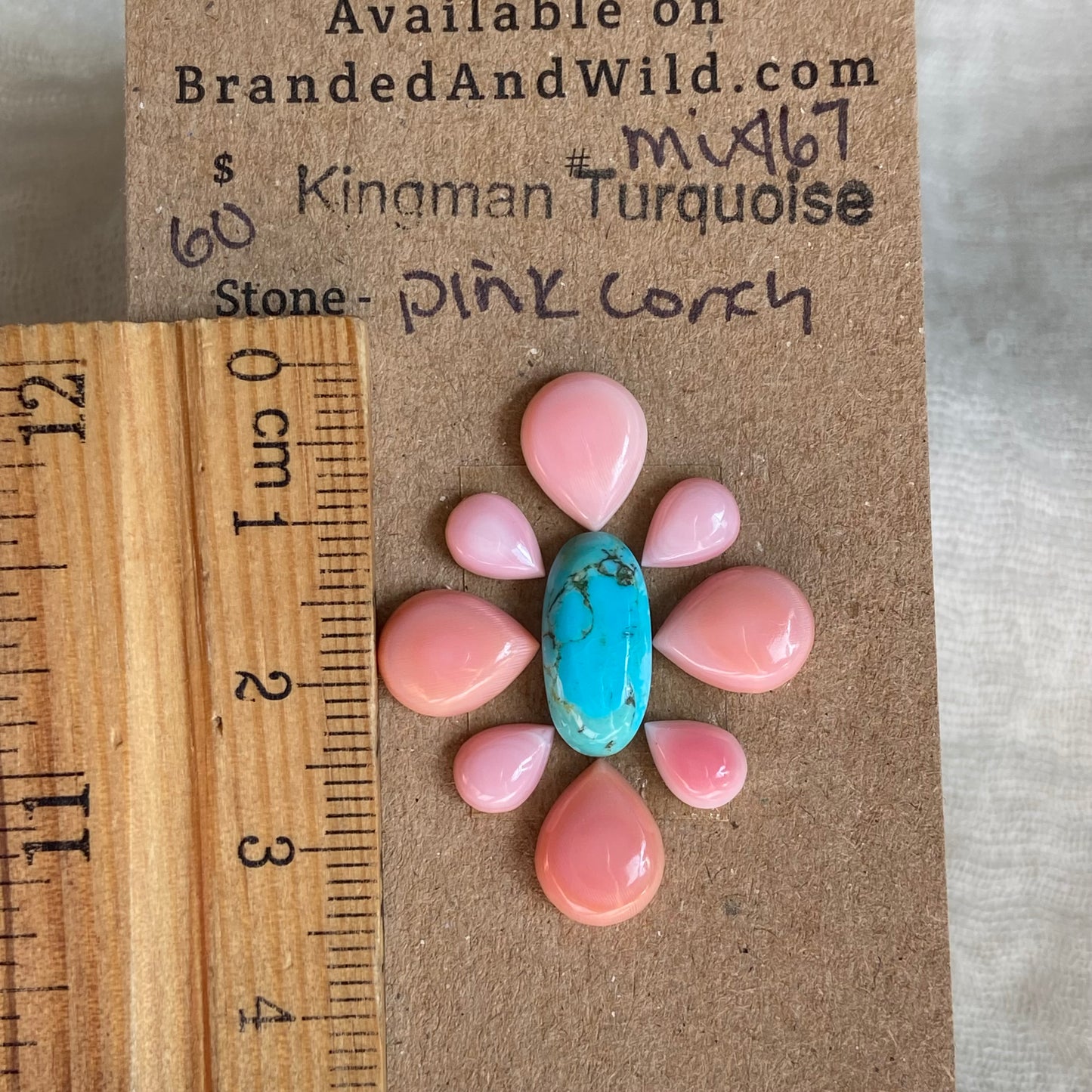 Pink Conch / Kingman Turquoise Cabochon - MIX167 EEF143C9-8897-4E0C-8587-8CC48987C471 Brandedandwild.com