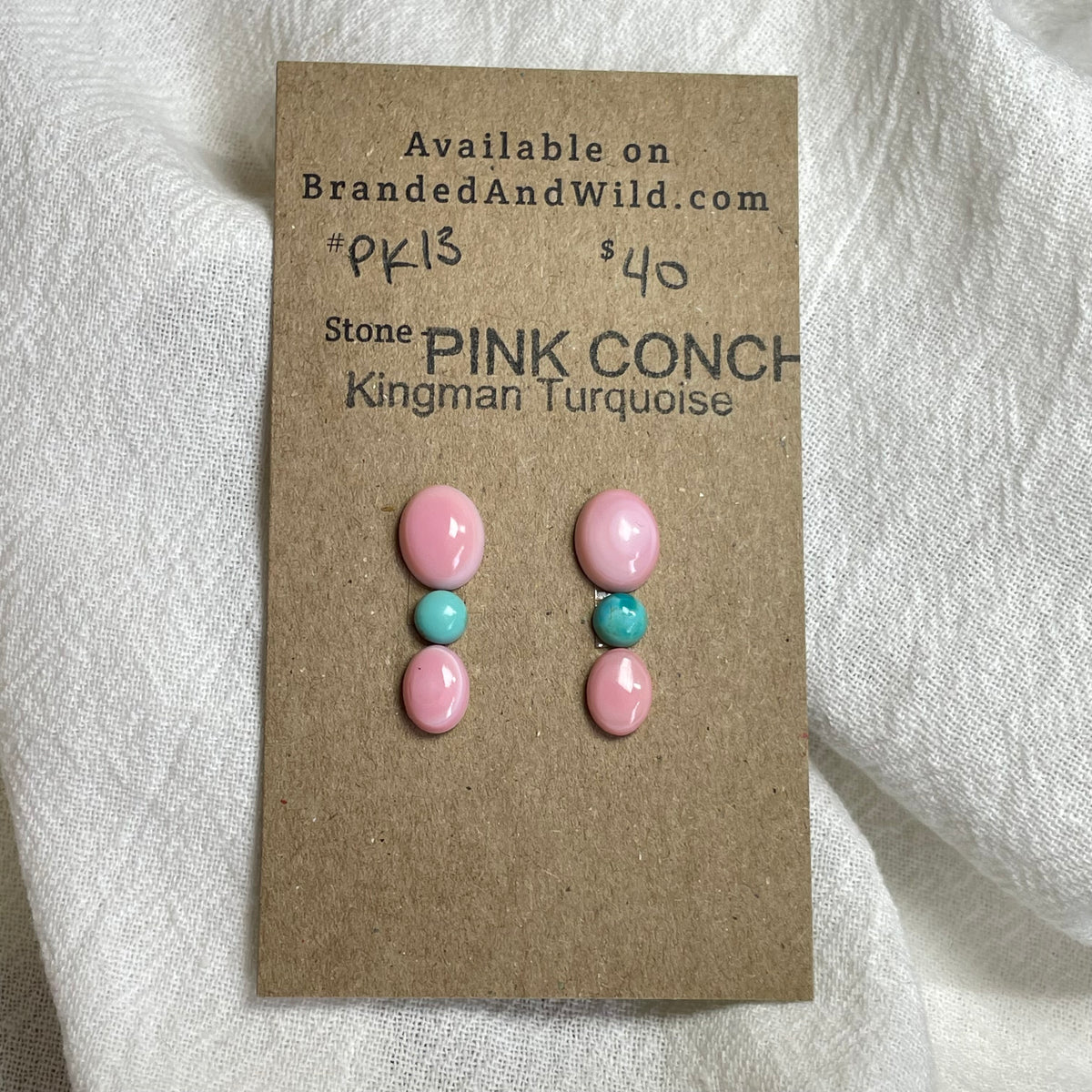 Pink Conch / Kingman Turquoise Cabochon - PK13