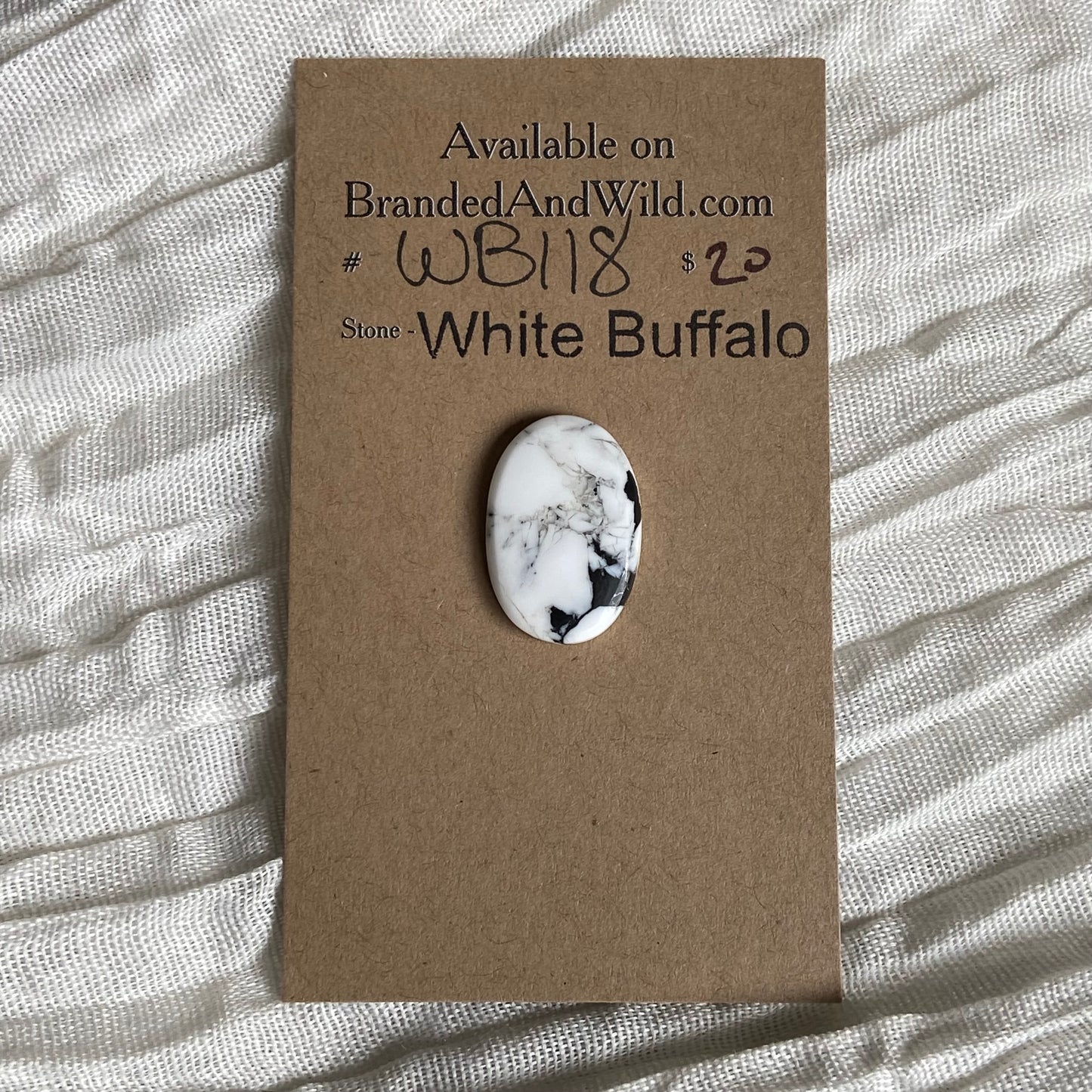 White Buffalo Cabochon - WB118 EF5EAAE3-1E0A-4A5C-A630-E2268A3DF136 Brandedandwild.com