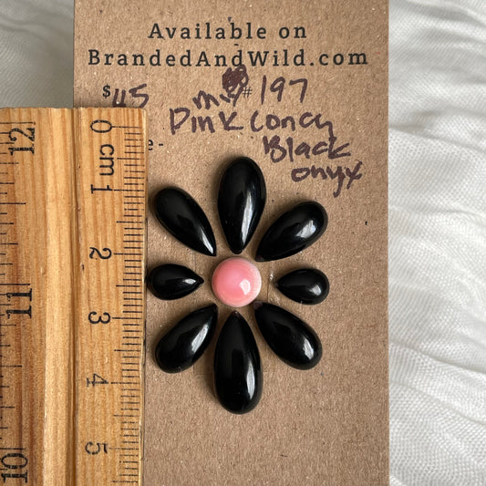 Black Onyx / Pink Conch Cabochon - MIX197 EF647819-98F1-42CD-B571-145378FD786F Brandedandwild.com