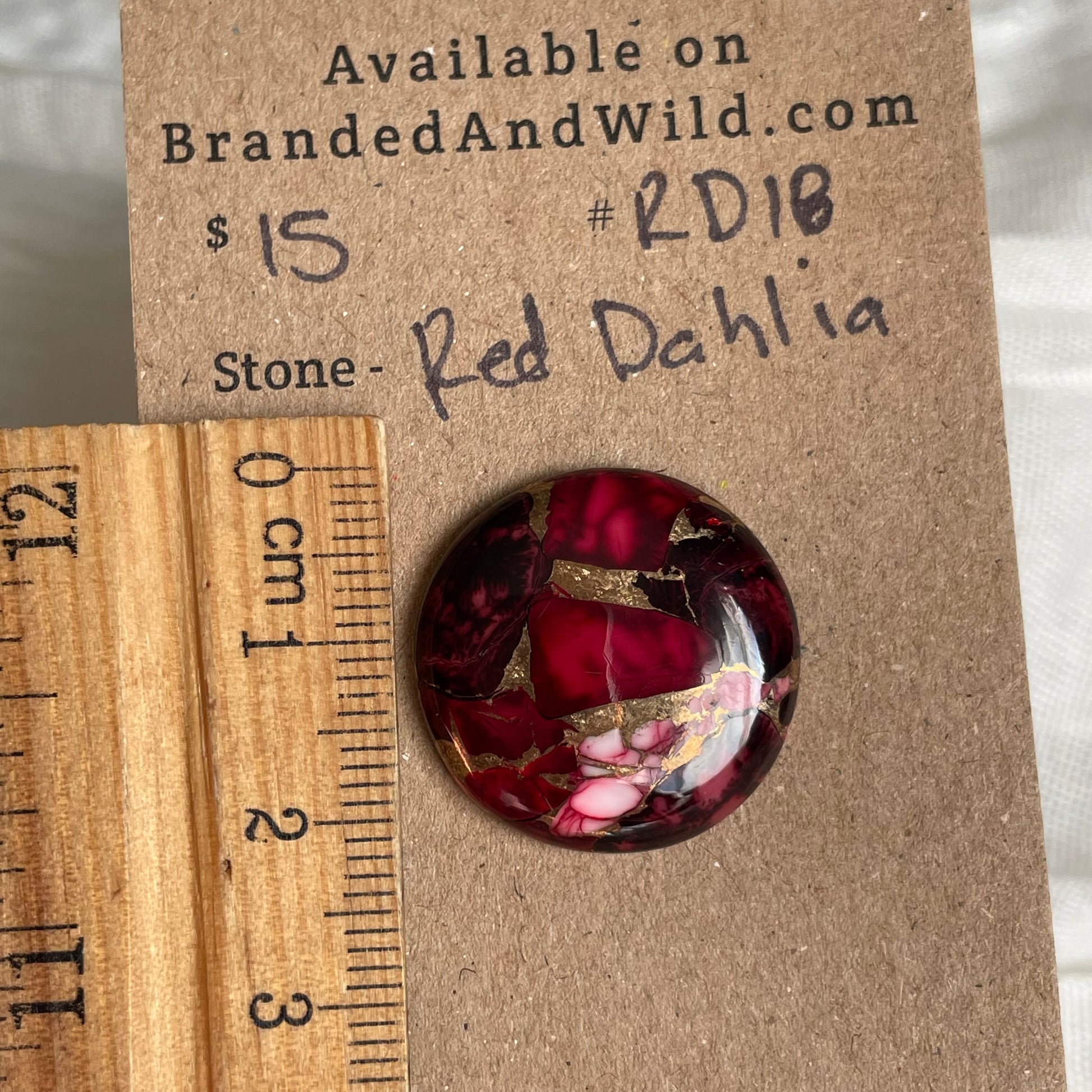 Red Dahlia Cabochon - RD18 EF74B76B-5CDB-4813-B957-847BD38C5923 Brandedandwild.com