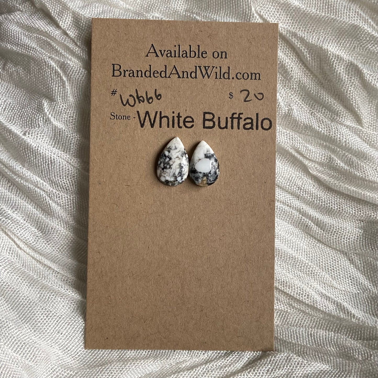 White Buffalo Cabochon - WB66 F025C3FE-D979-41FC-860B-A20D857D1D38 Brandedandwild.com