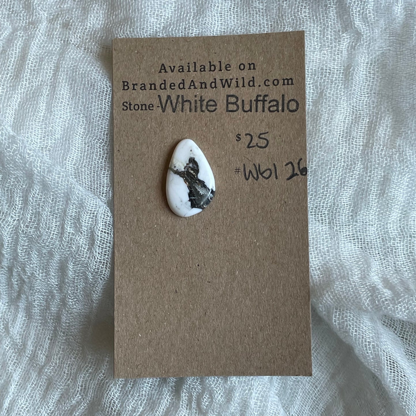 White Buffalo Cabochon - WB126 F063CC77-2272-47CC-8C4E-85697F0F314C Brandedandwild.com