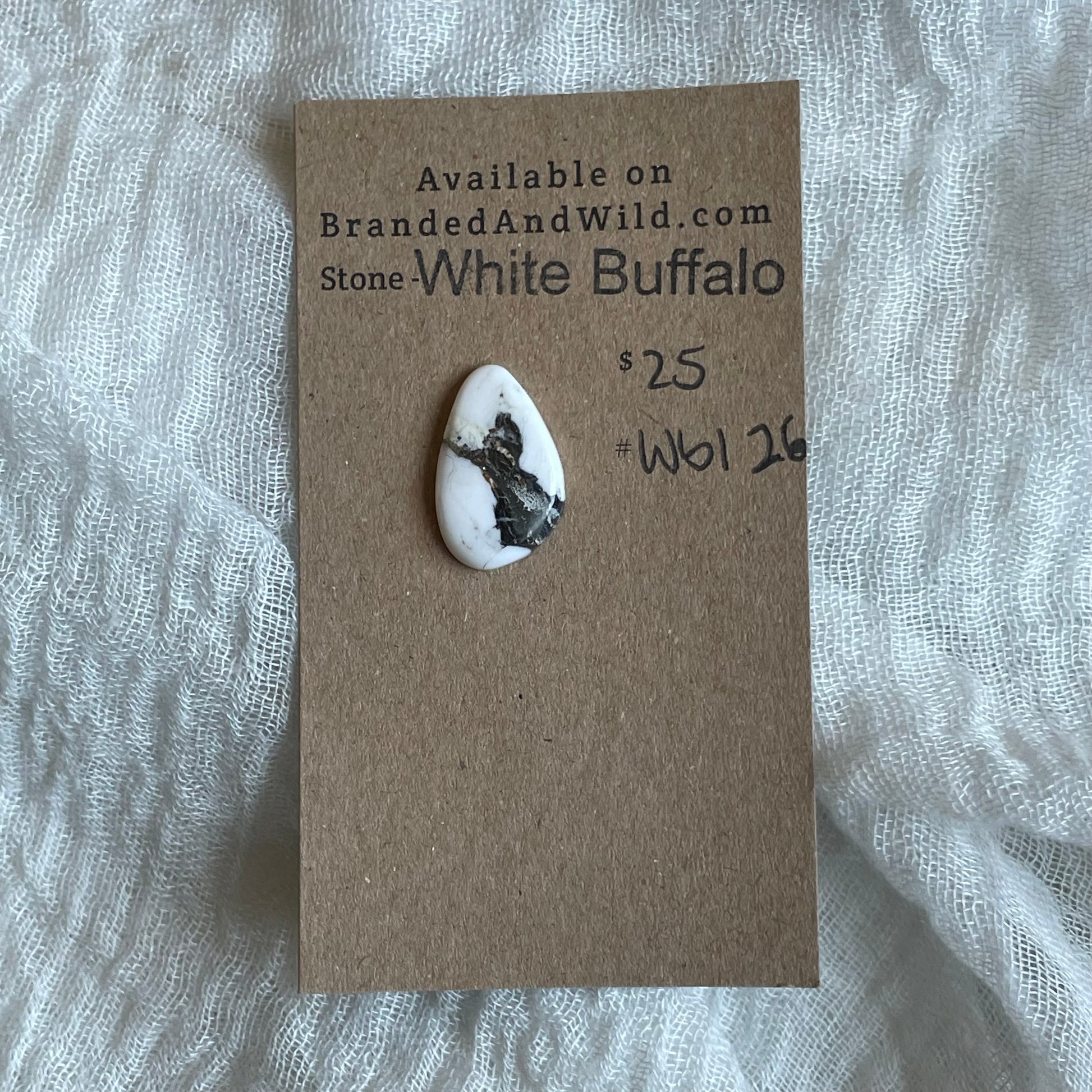 White Buffalo Cabochon - WB126 F063CC77-2272-47CC-8C4E-85697F0F314C Brandedandwild.com