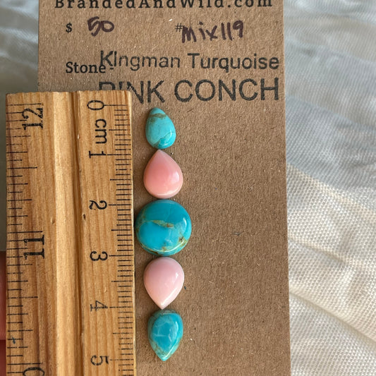 Kingman / Pink Conch Cabochon - MIX119 F0852047-29F9-4EFE-B814-910AA8D2F8A7 Brandedandwild.com