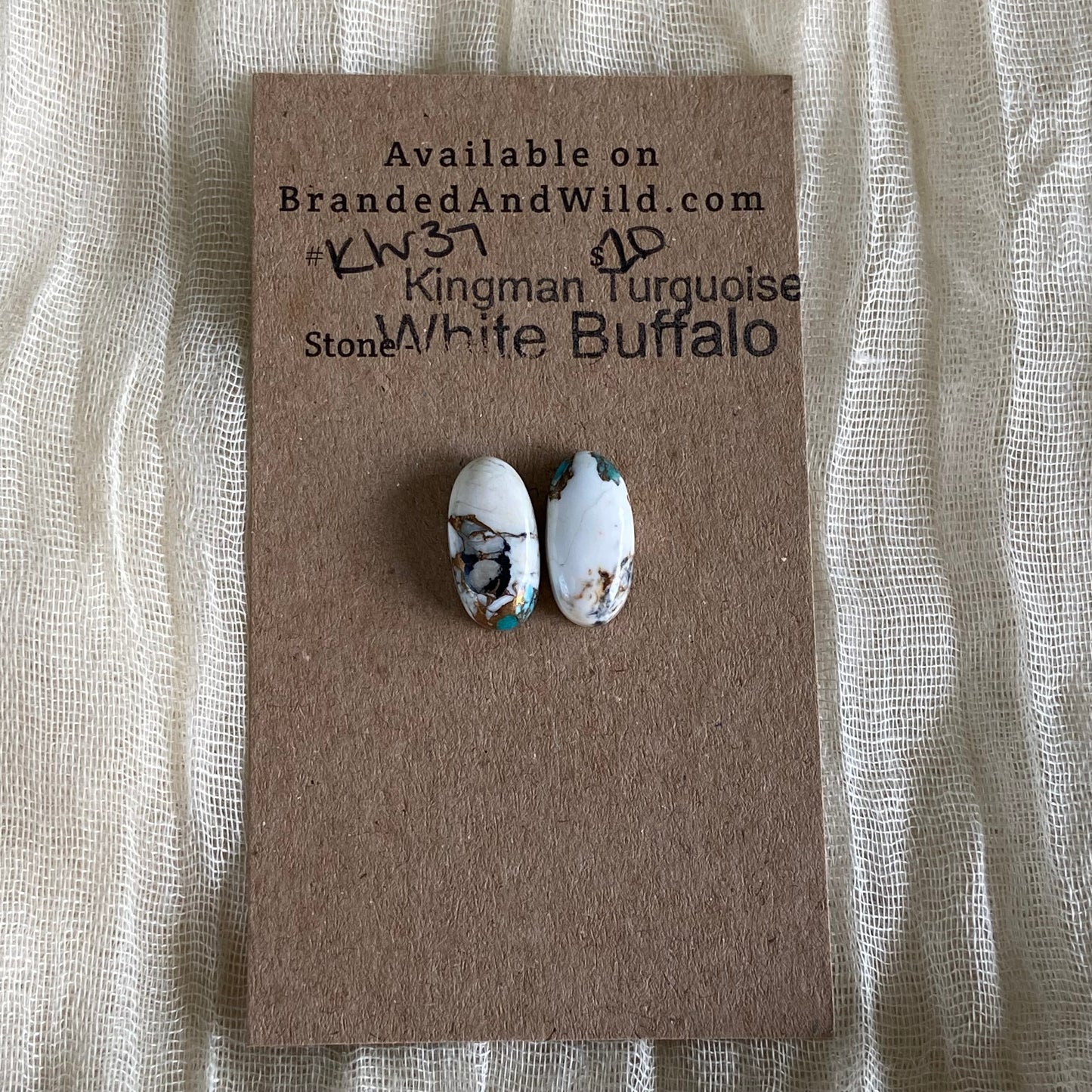Kingman Turquoise, White Buffalo, Copper Cabochon - KW37