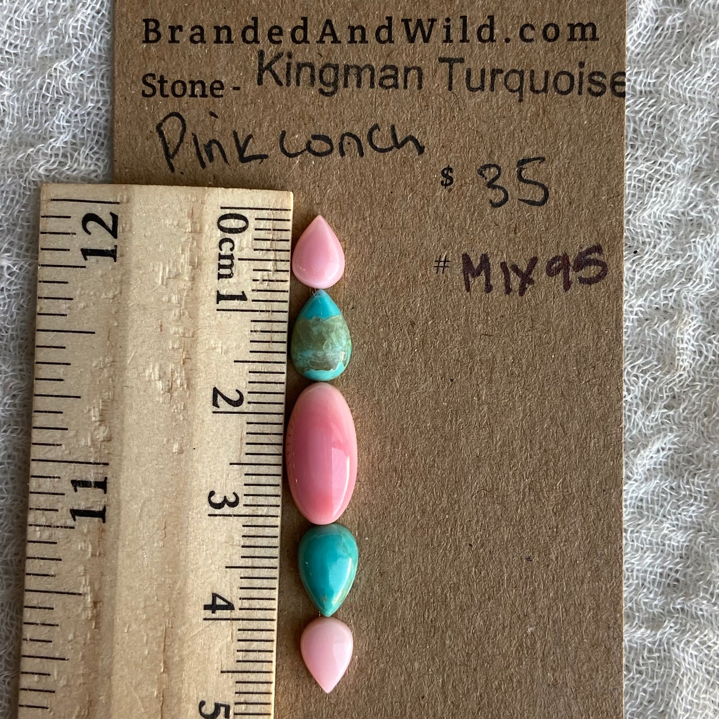 Pink Conch - Kingman Turquoise Cabochon - MIX95