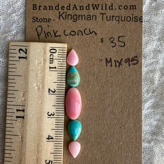 Pink Conch - Kingman Turquoise Cabochon - MIX95
