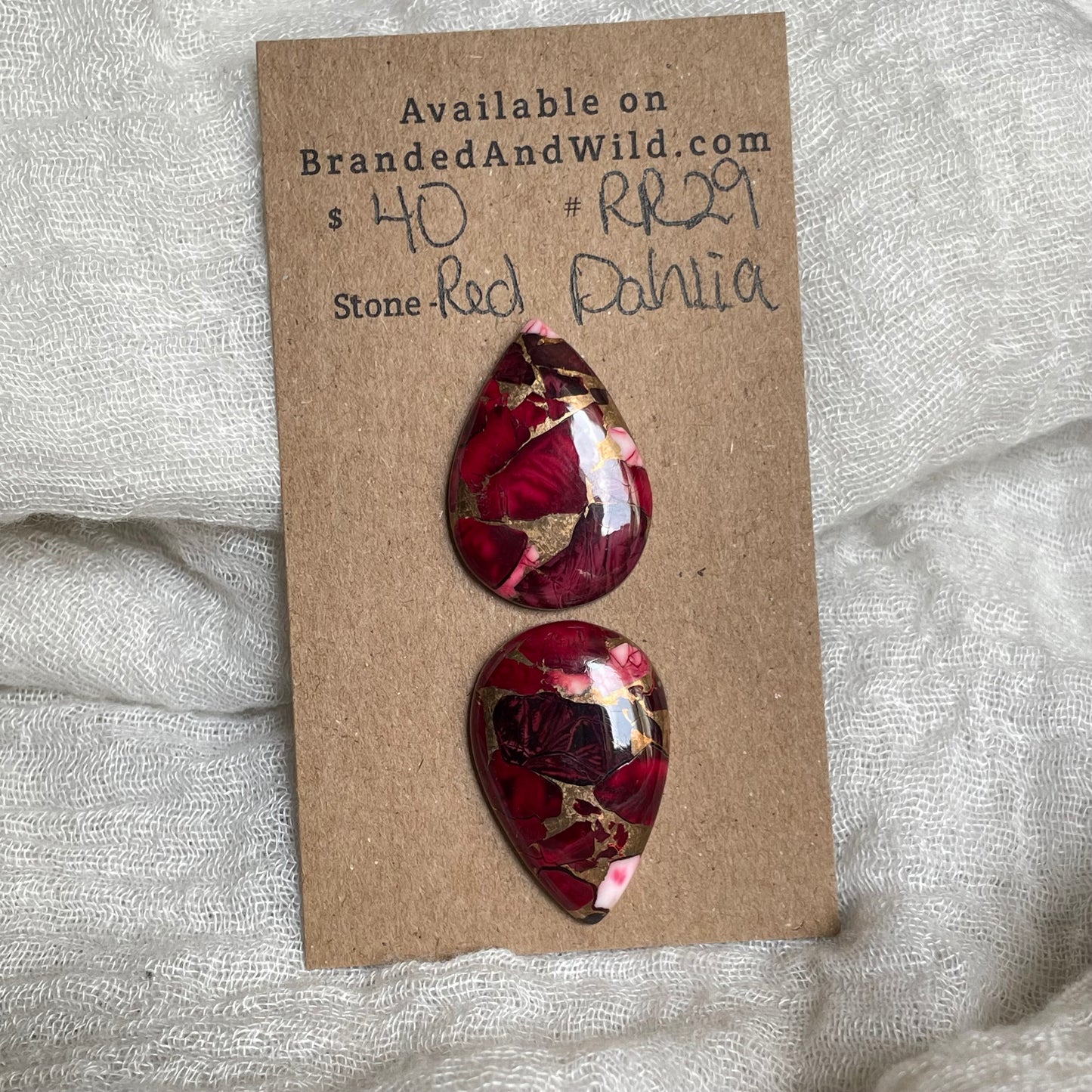 Red Dahlia Cabochon - RD29 F280C620-FBF2-4B70-89D6-9D0B664D14D9 Brandedandwild.com