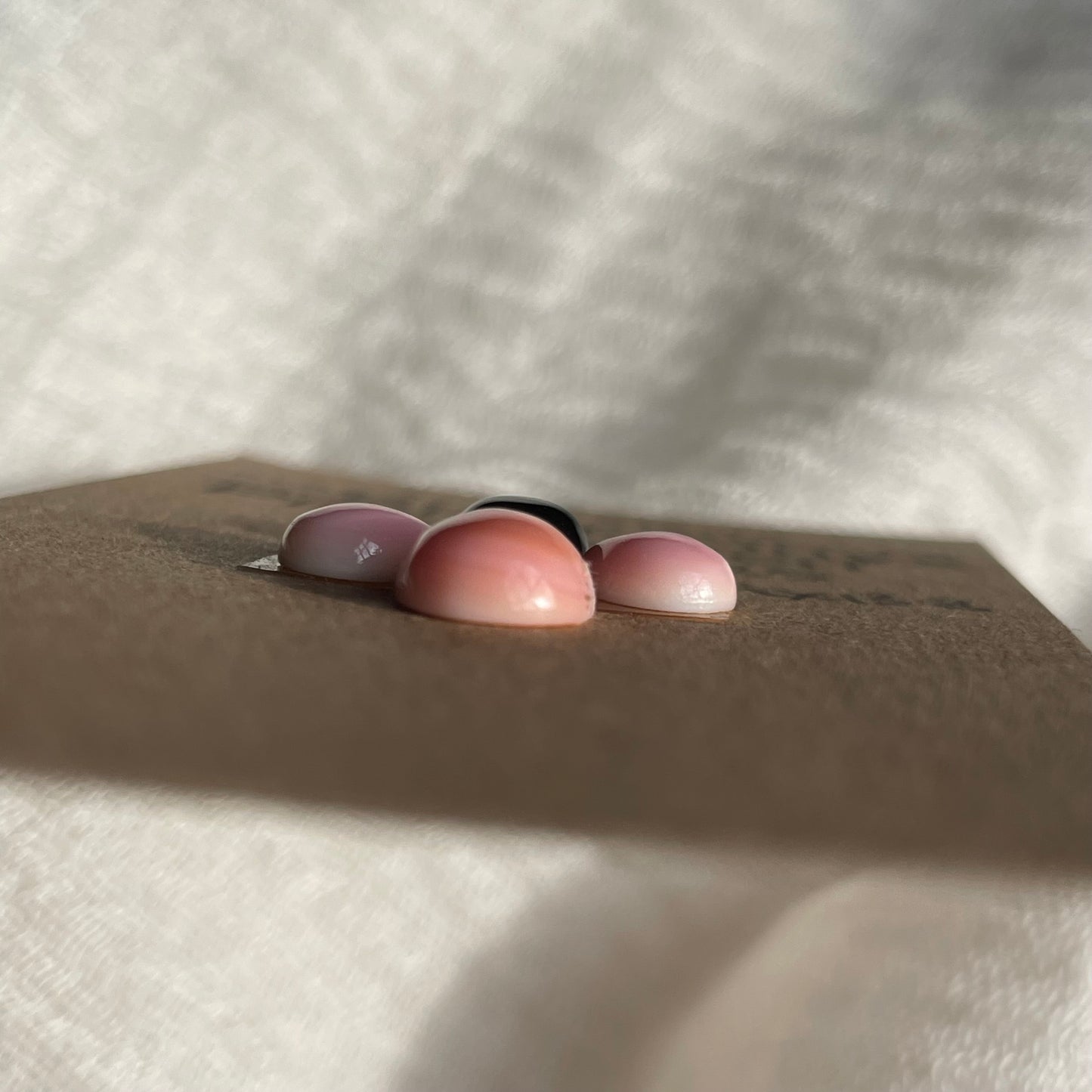 Pink Conch / Black Onyx Cabochon - Mix138