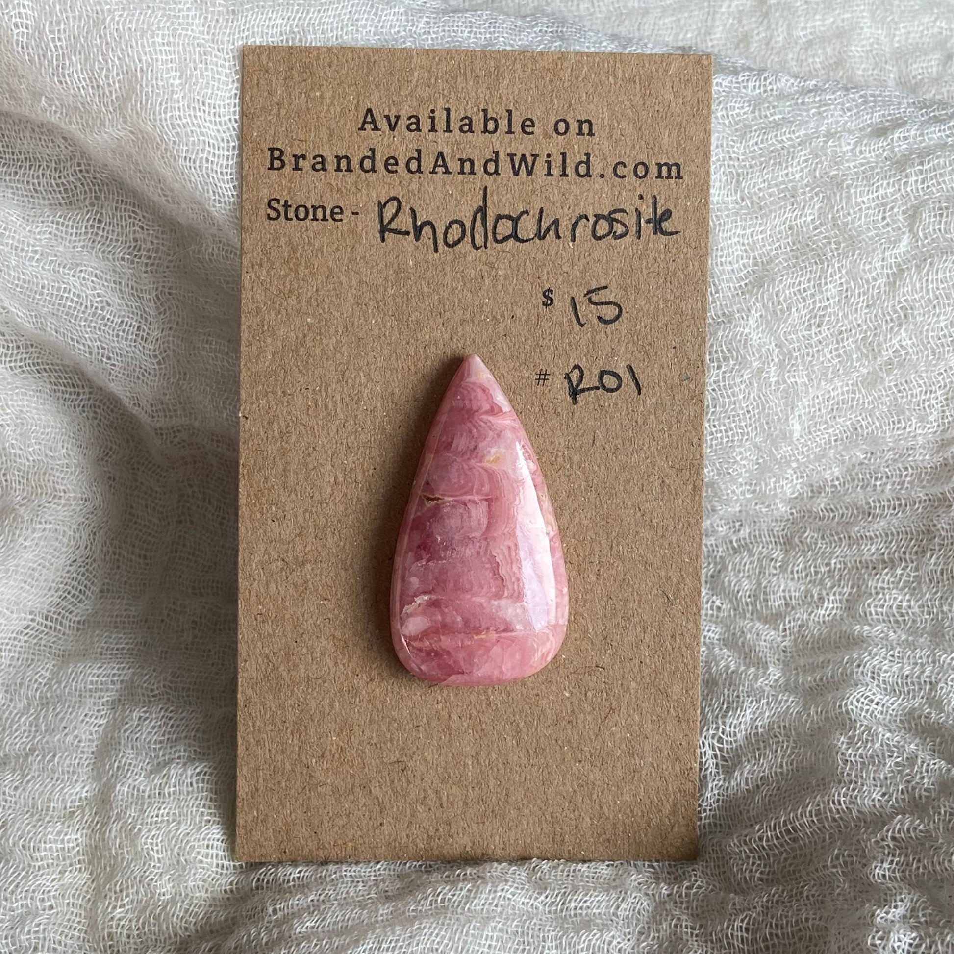 Rhodochrosite Cabochon - R01 F322AA7A-0E90-48D4-BC7A-6B43473DA10B Brandedandwild.com