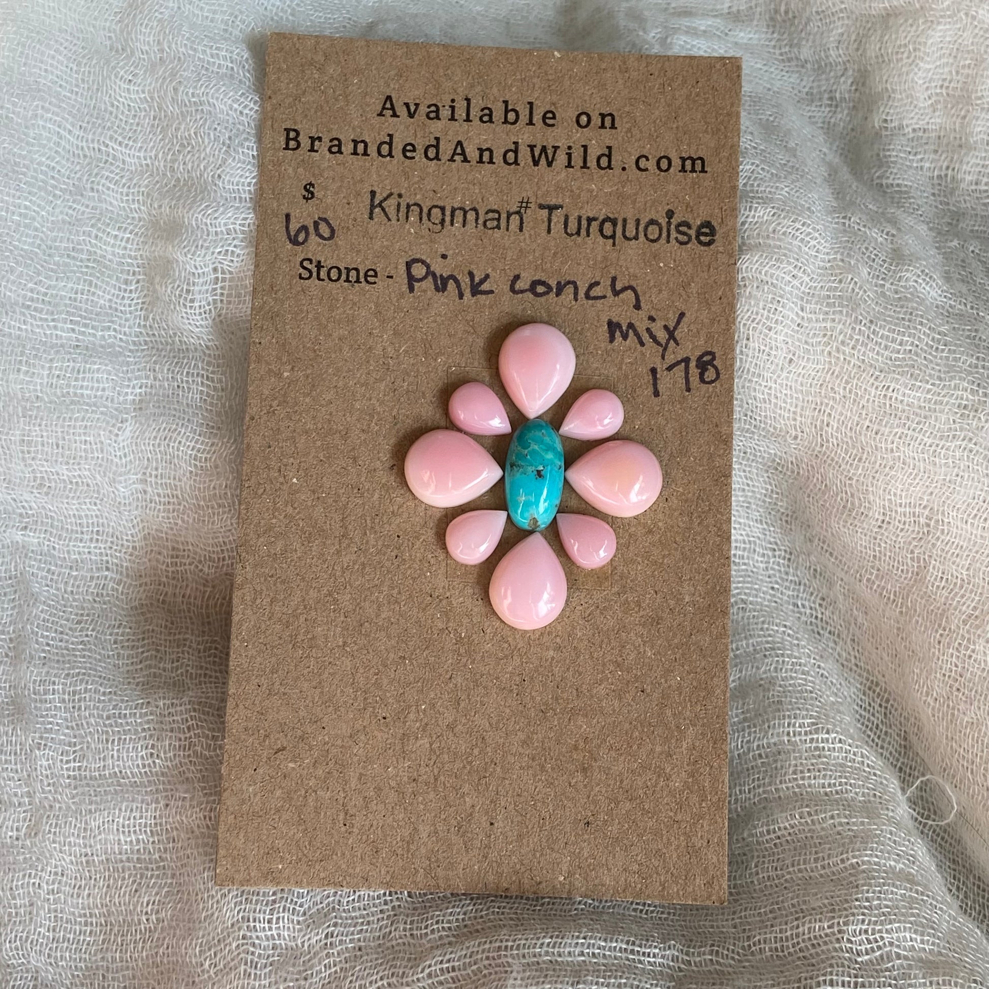 Pink Conch / Kingman Turquoise Cabochon - MIX178 F34D80DB-9593-4938-939F-5FE309CA8490 Brandedandwild.com