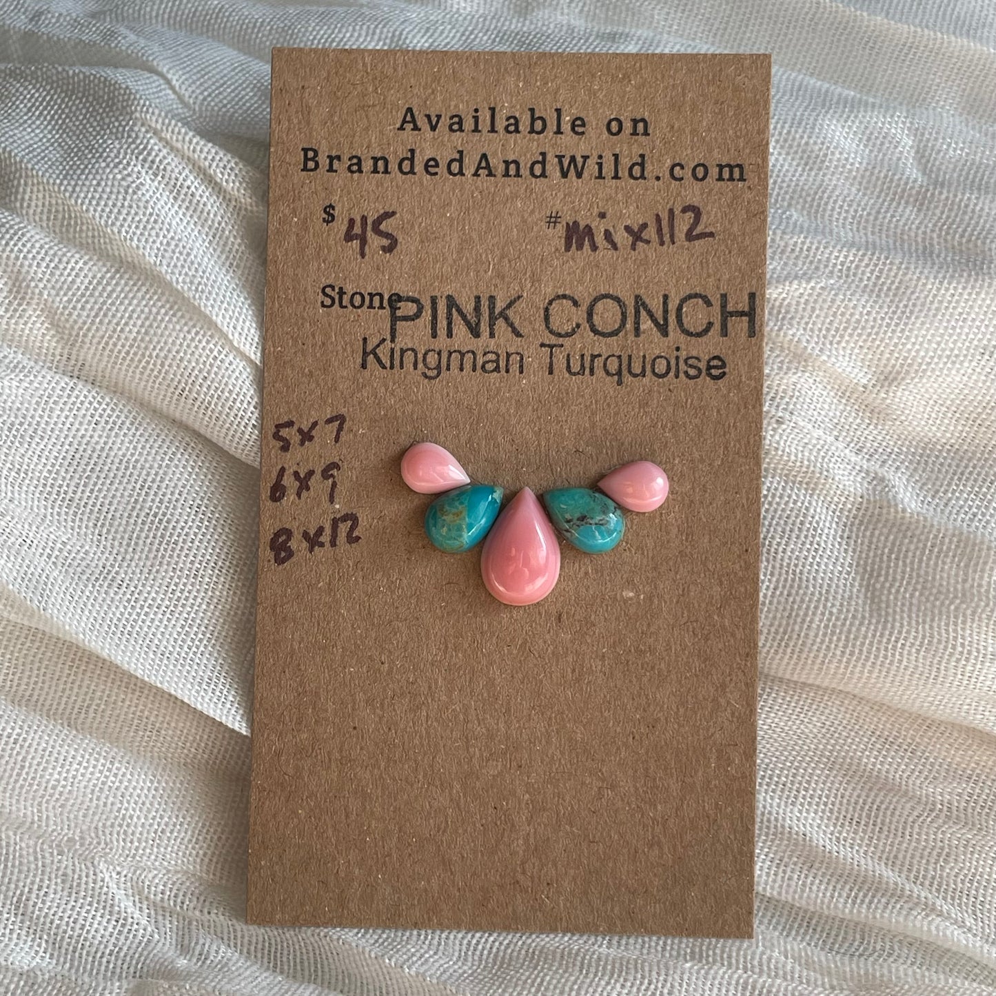 Kingman / Pink Conch Cabochon - MIX112 F369B7E3-6CBB-41B5-8E03-7201B0AFEB54 Brandedandwild.com