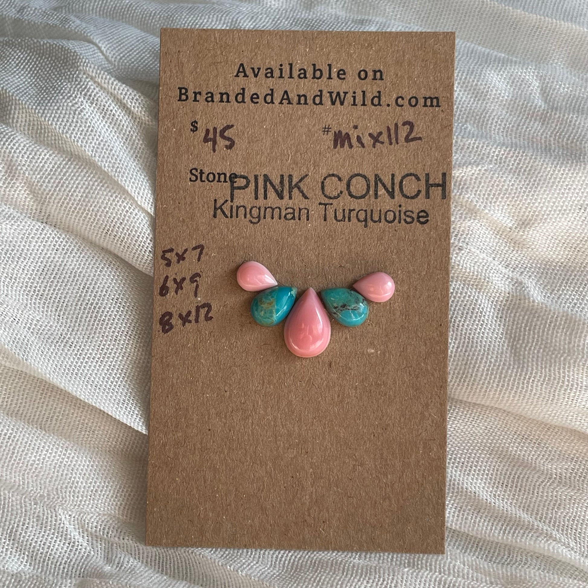 Kingman / Pink Conch Cabochon - MIX112 F369B7E3-6CBB-41B5-8E03-7201B0AFEB54 Brandedandwild.com